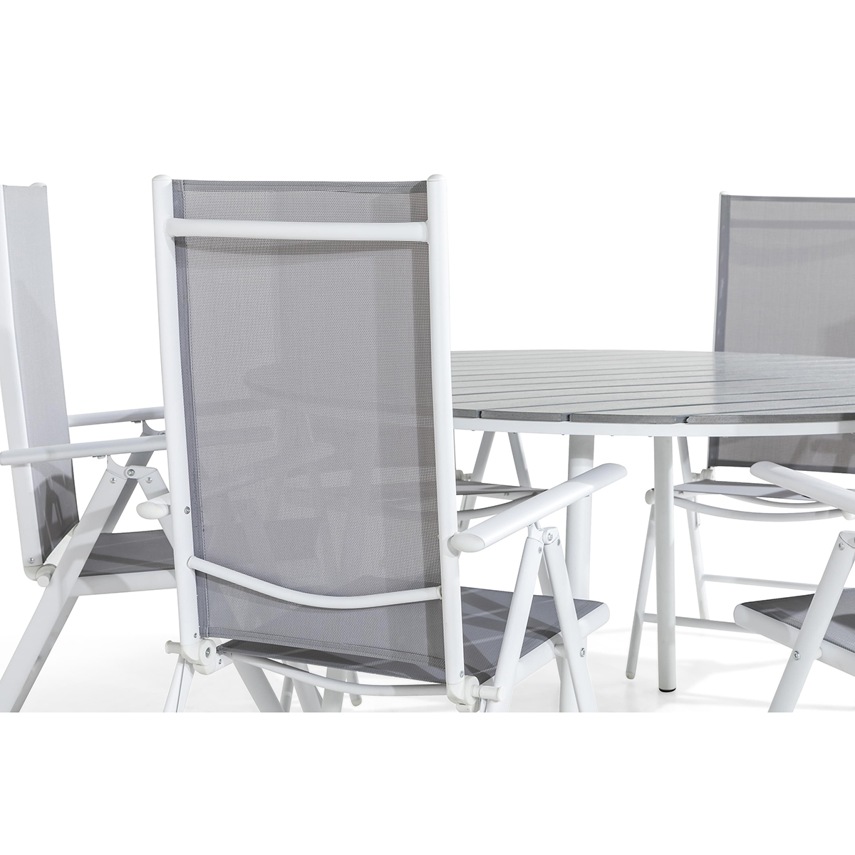 Trädgårdsgrupp deNoord Tunis Matgrupp Utomhus 140 Rund + 6 Maggie Positionsstol