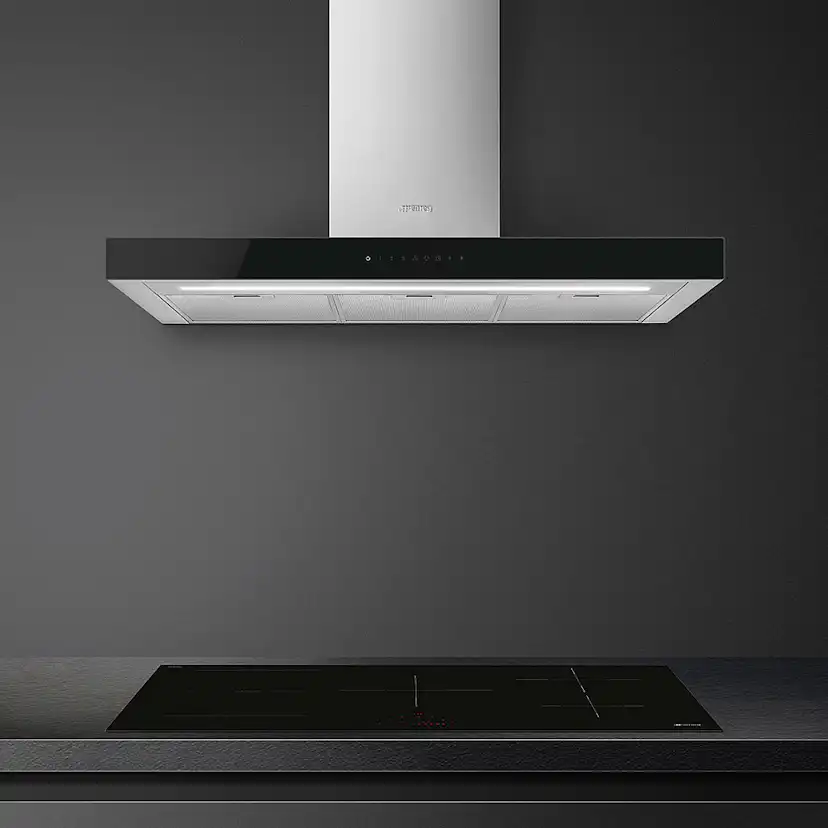 Vägghängd Köksfläkt Smeg KBT9L4VN Rostfri Design med LED och Touchkontroll