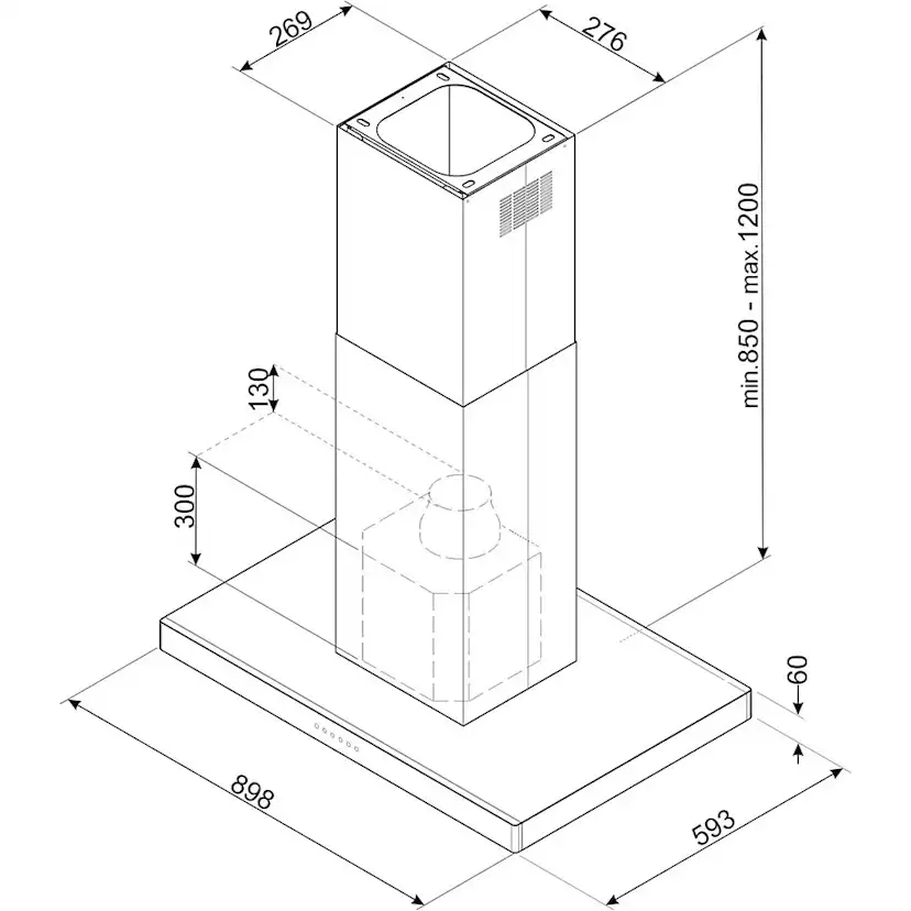 Frihängande Köksfläkt Smeg KBTI9L4VN Rostfri med LED-Belysning