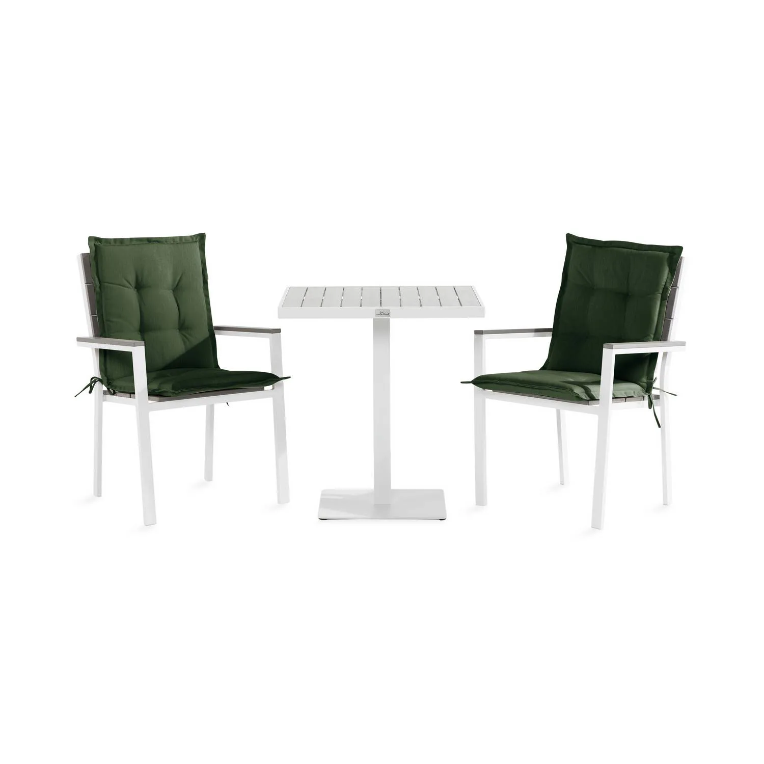 Cafégrupp Comfort Garden Tunis Caféset 70x70 med 2 Stapelstolar m Dyna