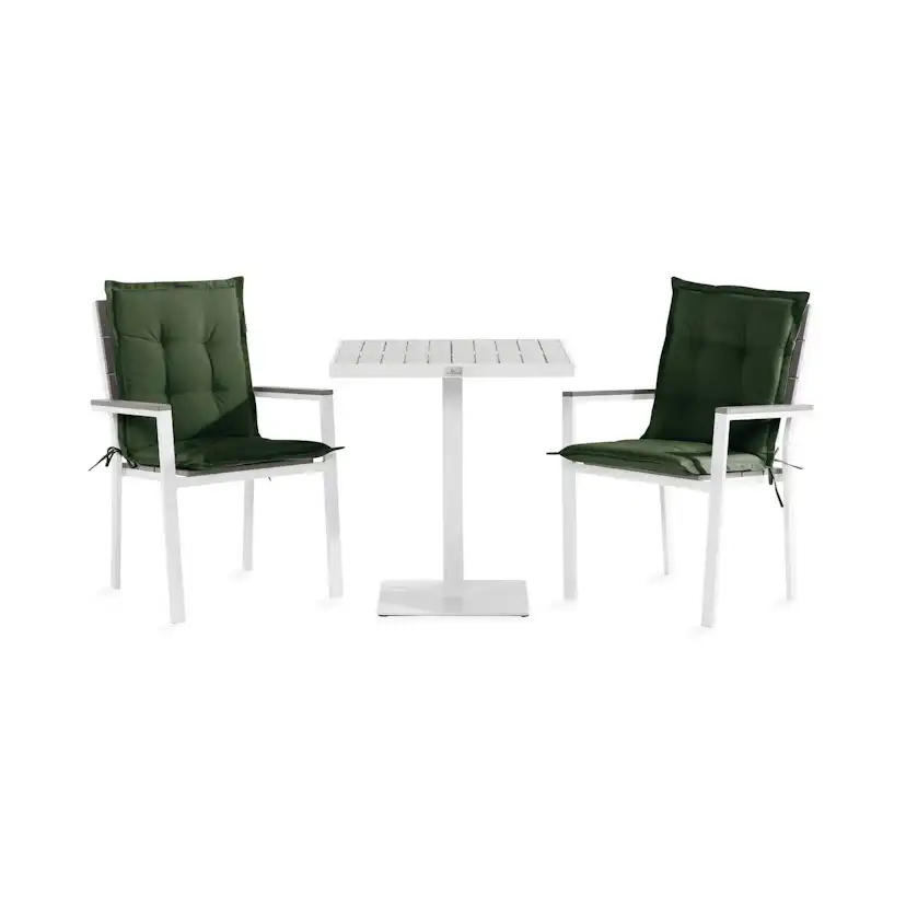 Cafégrupp Comfort Garden Tunis Caféset 70x70 med 2 Stapelstolar m Dyna