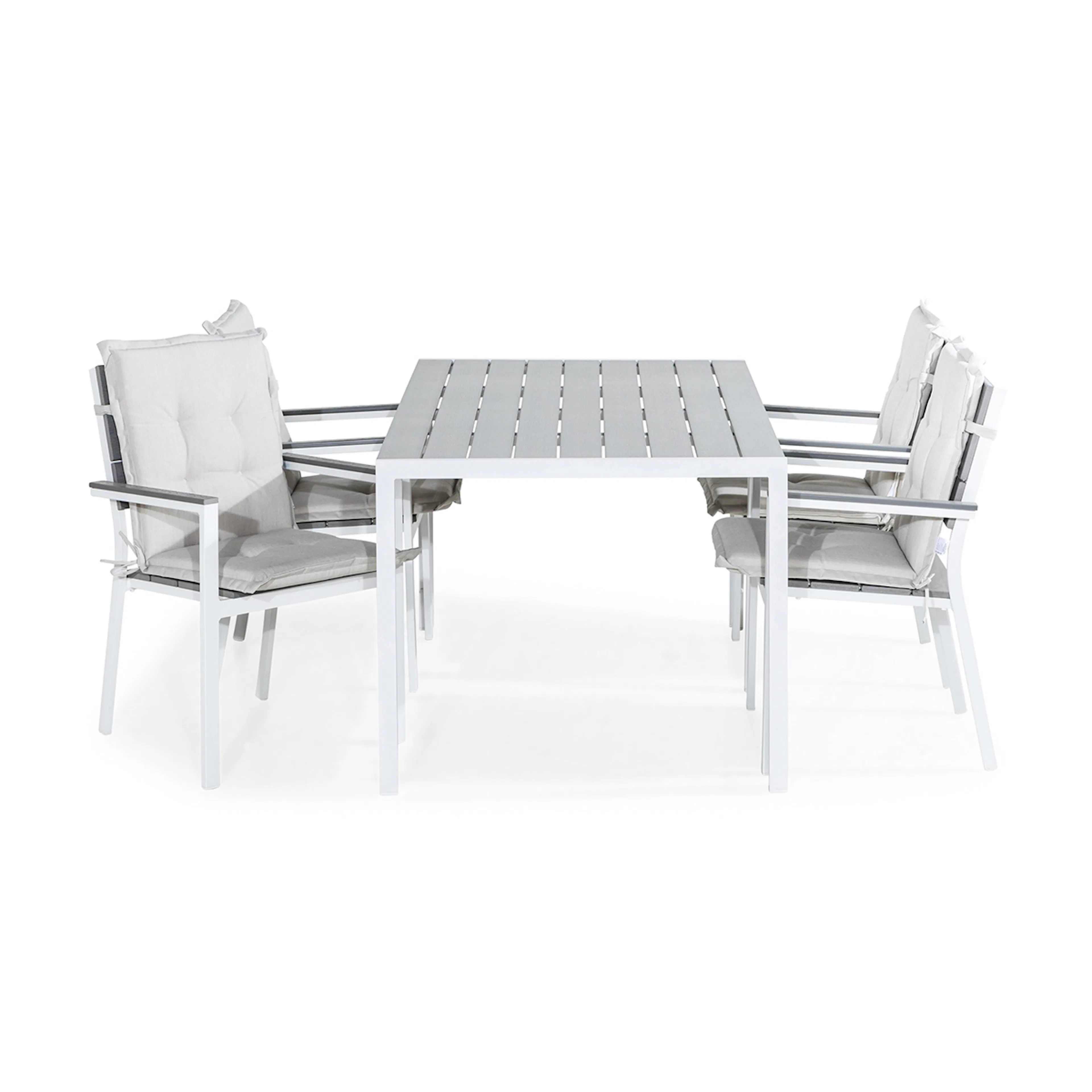 Trädgårdsgrupp Comfort Garden Tunis Matgrupp Utomhus 150x90 + 4 Tunis Stapelstol m Dyna