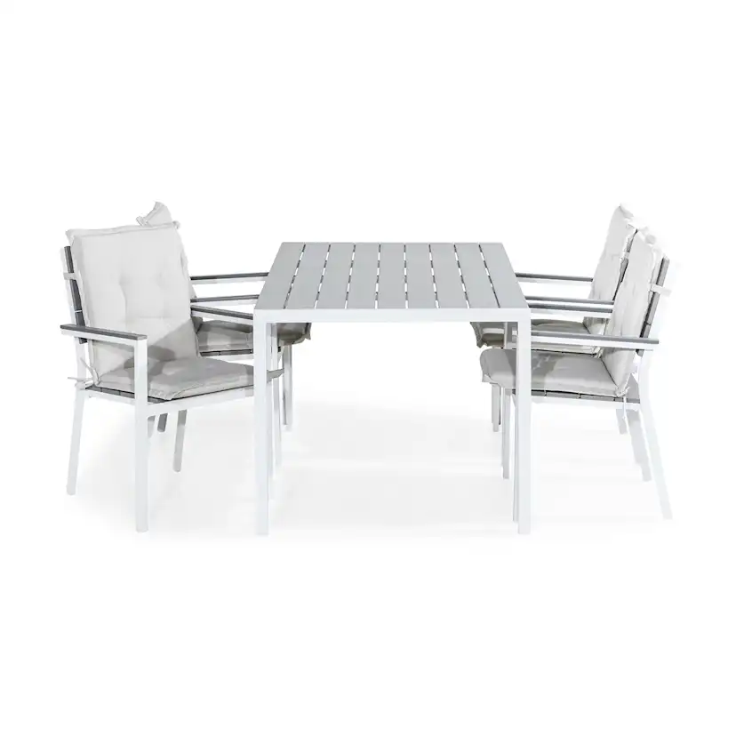 Trädgårdsgrupp Comfort Garden Tunis Matgrupp Utomhus 150x90 + 4 Tunis Stapelstol m Dyna