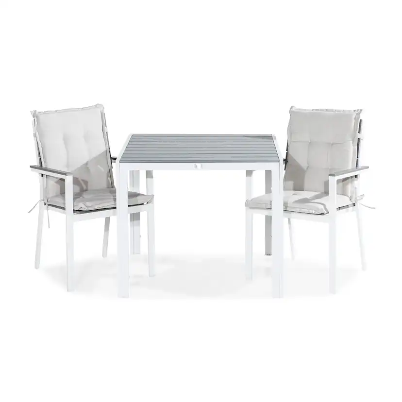 Trädgårdsgrupp Comfort Garden Tunis Matgrupp Utomhus 90x90 + 2 Tunis Stapelstol m Dyna