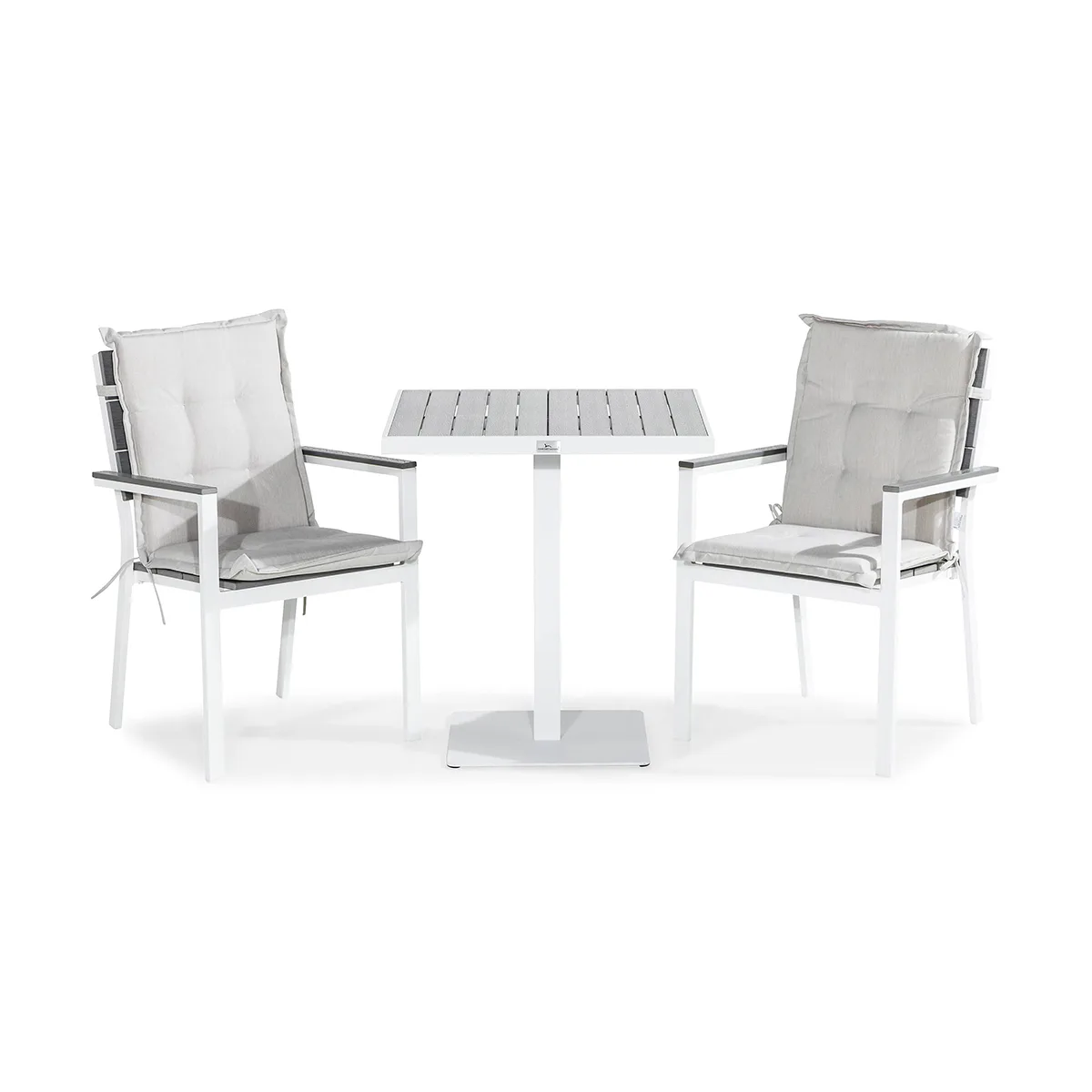 Cafégrupp Comfort Garden Tunis Caféset 70x70 + 2 Tunis Stapelstol m Dyna