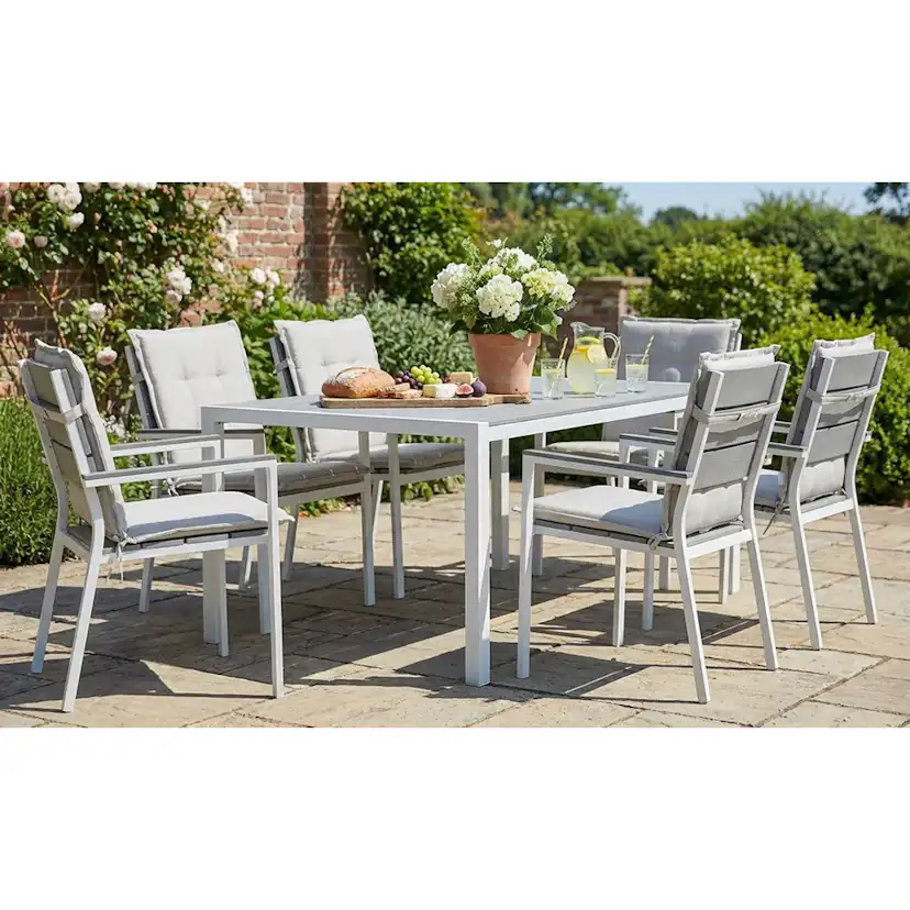 Trädgårdsgrupp Comfort Garden Tunis Matgrupp Utomhus 205x90 + 6 Tunis Stapelstol m Dyna