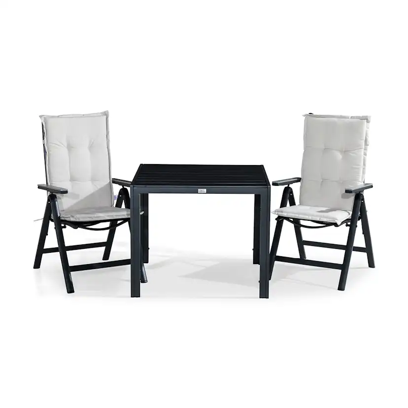 Trädgårdsgrupp Comfort Garden Tunis Matgrupp Utomhus 90x90 + 2 Monaco Positionsstol m Dyna