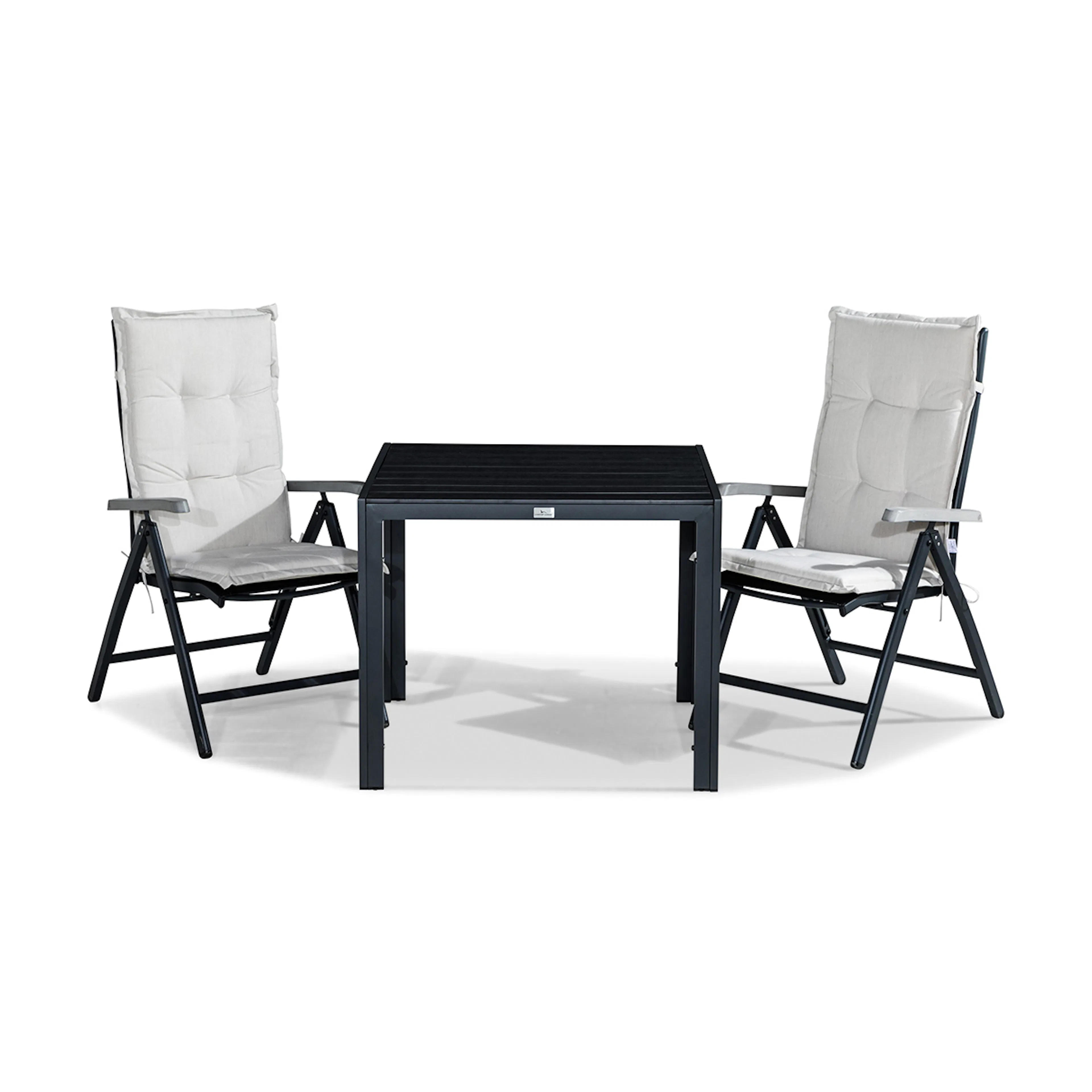 Trädgårdsgrupp Comfort Garden Tunis Matgrupp Utomhus 90x90 + 2 Monaco Lyx Positionsstol m Dyna