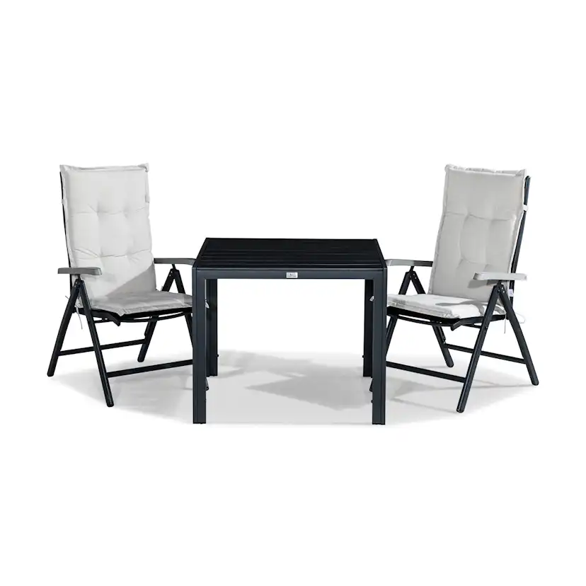 Trädgårdsgrupp Comfort Garden Tunis Matgrupp Utomhus 90x90 + 2 Monaco Lyx Positionsstol m Dyna