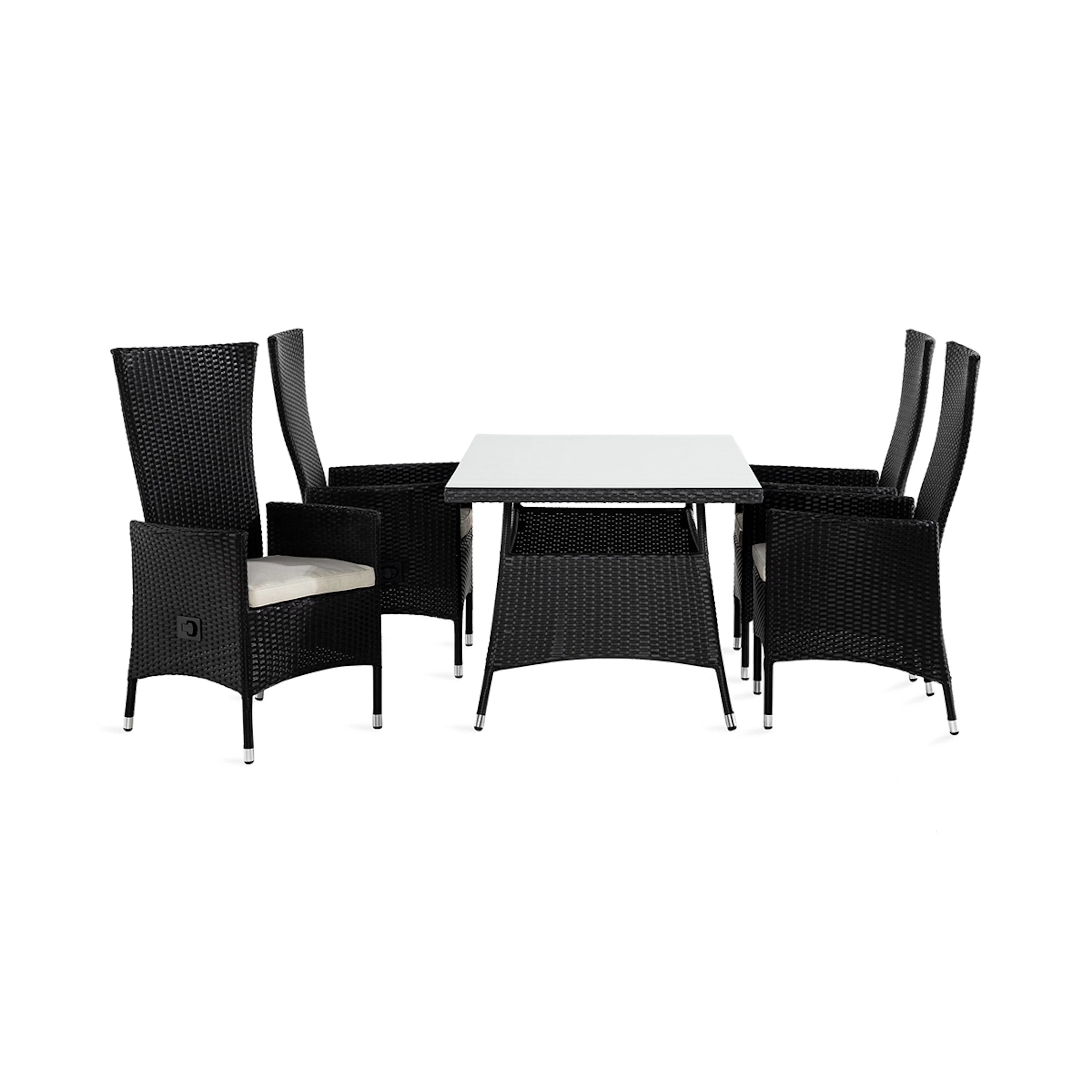 Trädgårdsgrupp Comfort Garden Thor Matgrupp Utomhus 140x90 + 4 Jenny Fåtölj Ställbar m Dyna