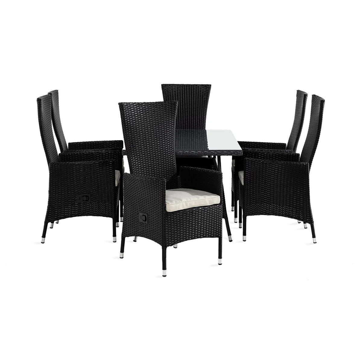 Trädgårdsgrupp Comfort Garden Thor Matgrupp Utomhus 140x90 + 6 Jenny Fåtölj Ställbar m Dyna