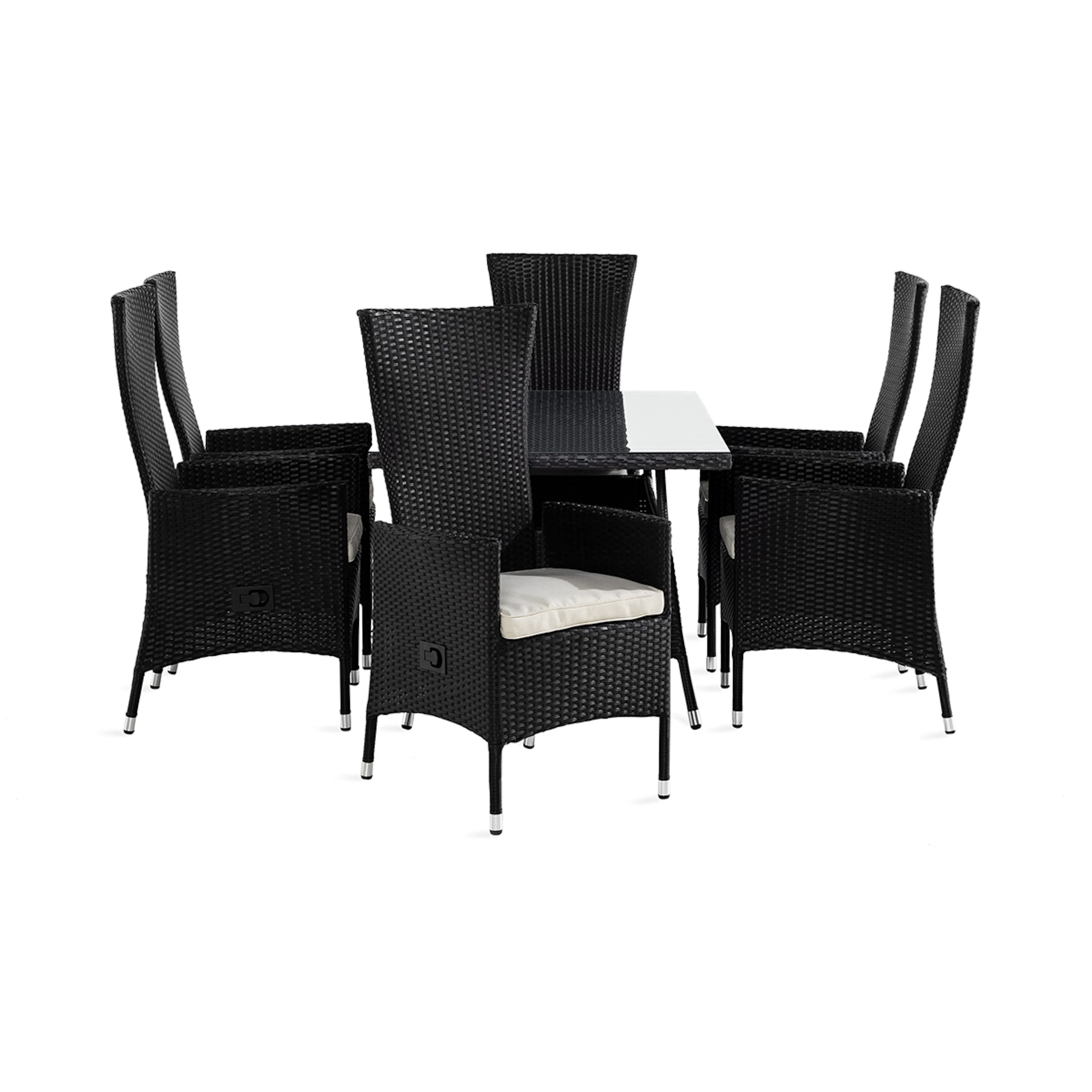 Trädgårdsgrupp Comfort Garden Thor Matgrupp Utomhus 140x90 + 6 Jenny Fåtölj Ställbar m Dyna