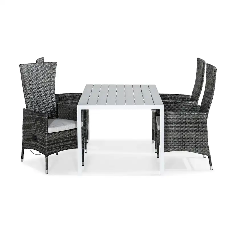 Trädgårdsgrupp Comfort Garden Tunis Matgrupp Utomhus 150x90 + 4 Jenny Fåtölj Ställbar m Dyna