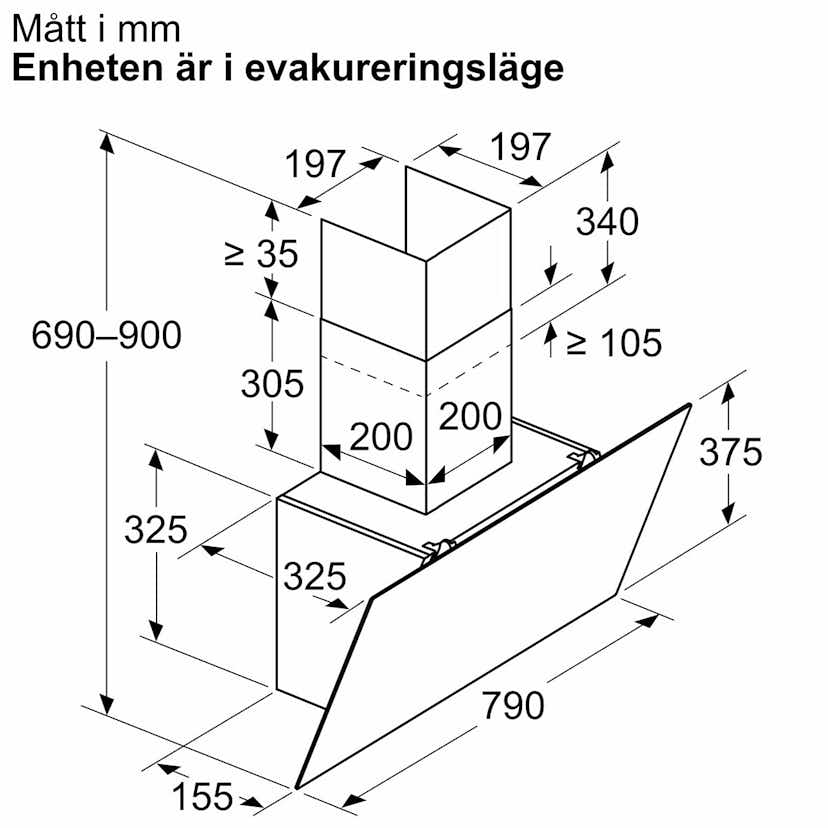 Vägghängd Köksfläkt Siemens iQ100 LC85KDK60 Svart