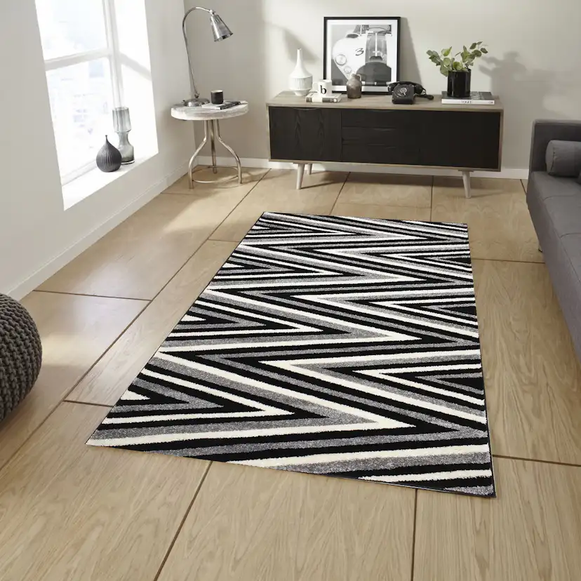 Wiltonmatta D-sign Terni Svart/Ljusgrå sicksack