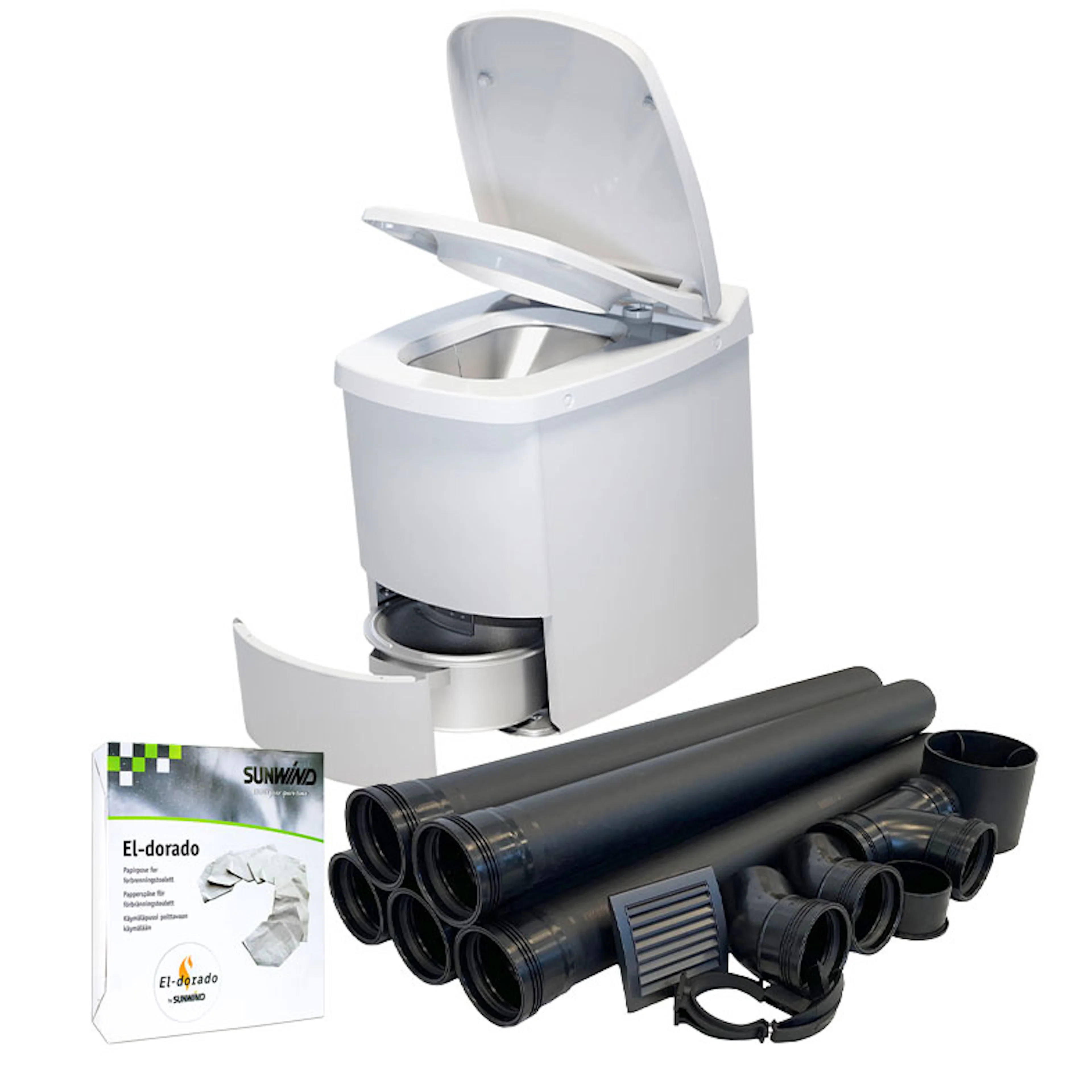 Förbränningstoalett Sunwind El-dorado PRO inkl Ventilationspaket