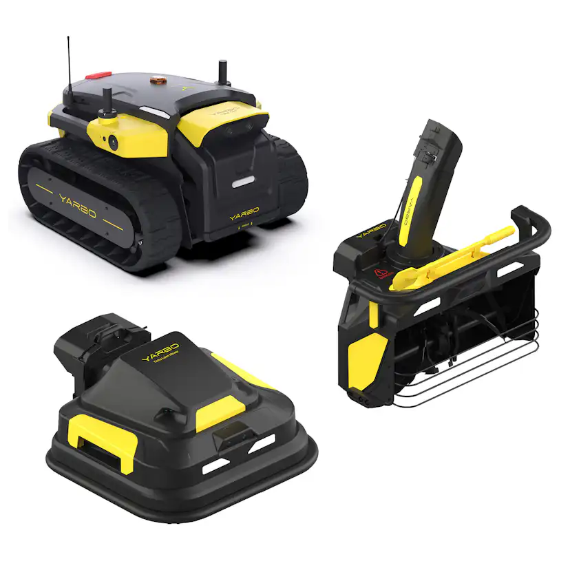 Robot Yarbo Core med Gräsklipparmodul och Snöslungemodul