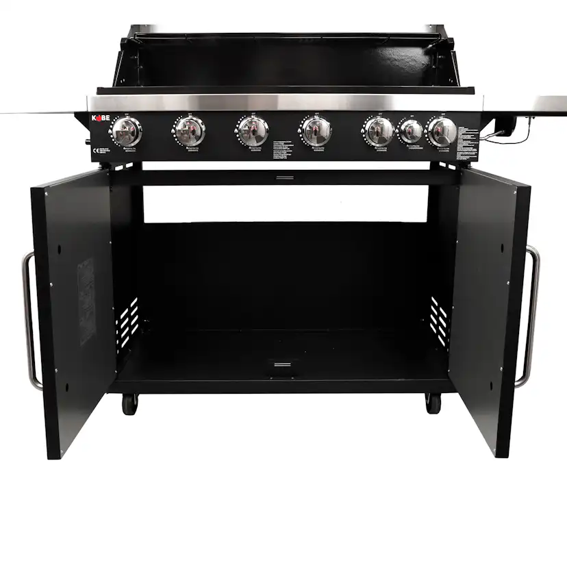Gasolgrill Kobe 6+1 Brännare Svart Med Gaslock