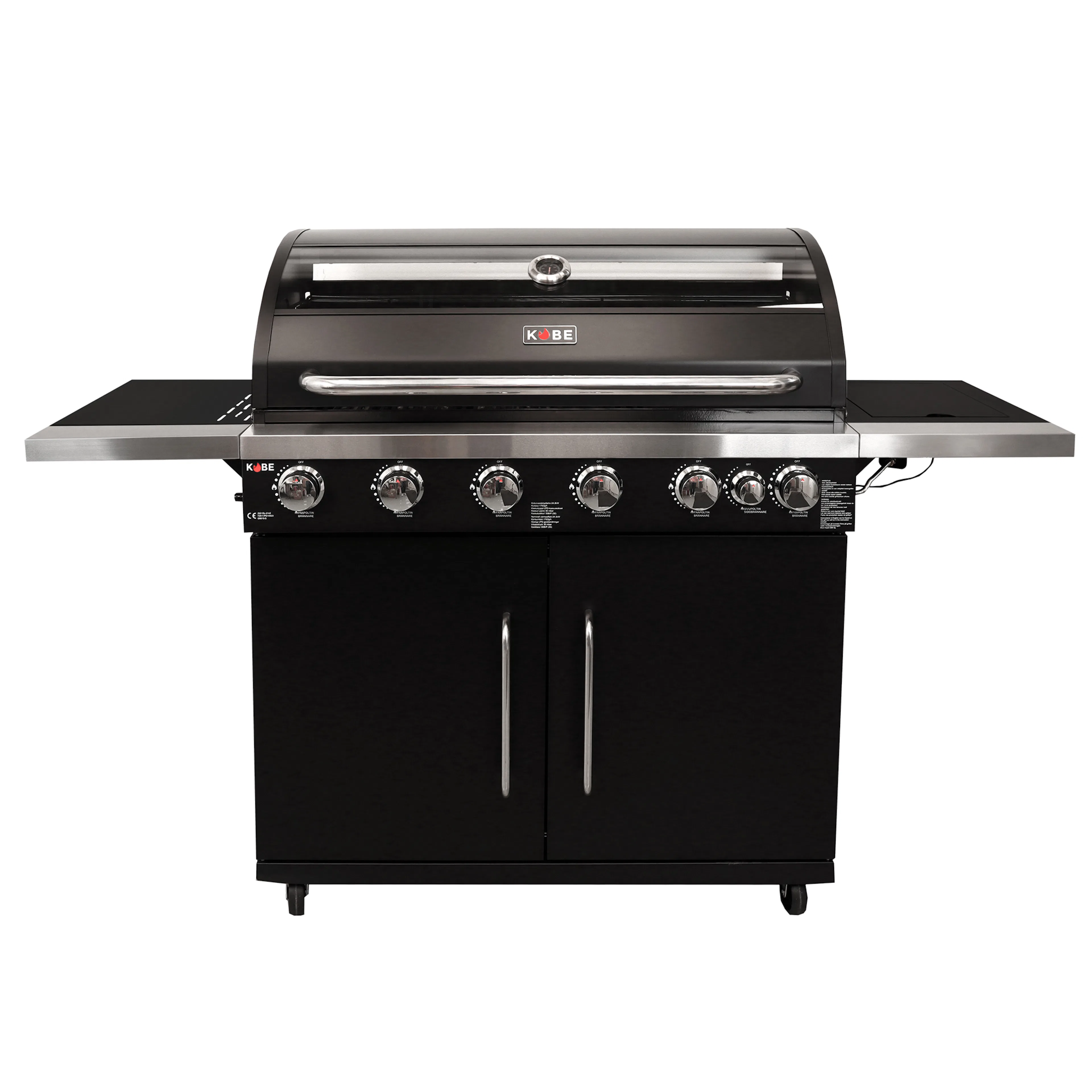 Gasolgrill Kobe 6+1 Brännare Svart Med Gaslock