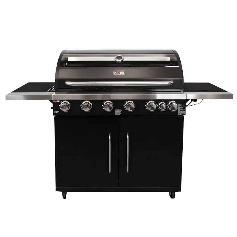 Gasolgrill Kobe 6+1 Brännare Svart Med Gaslock