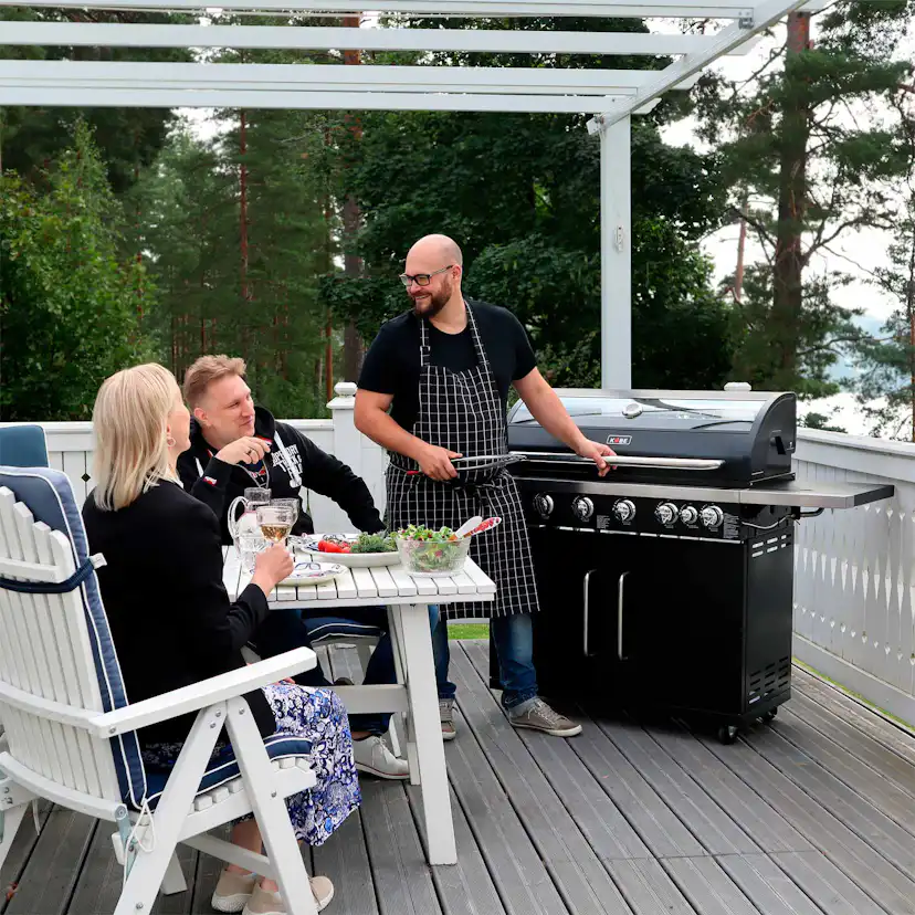 Gasolgrill Kobe 6+1 Brännare Svart Med Gaslock