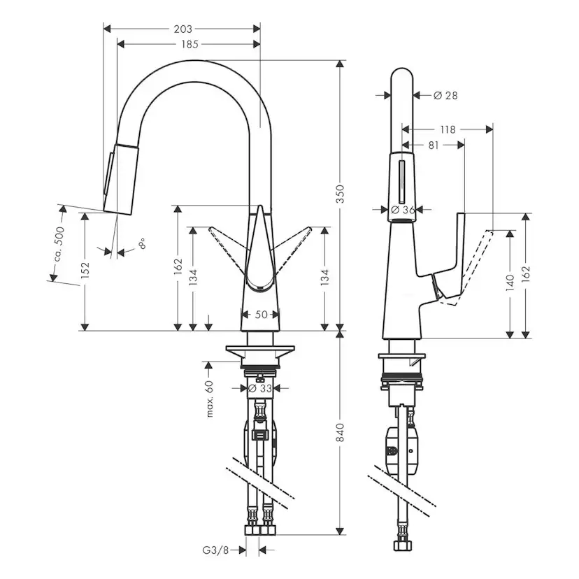 Köksblandare Hansgrohe Talis S 160 med Utdragbar Pip