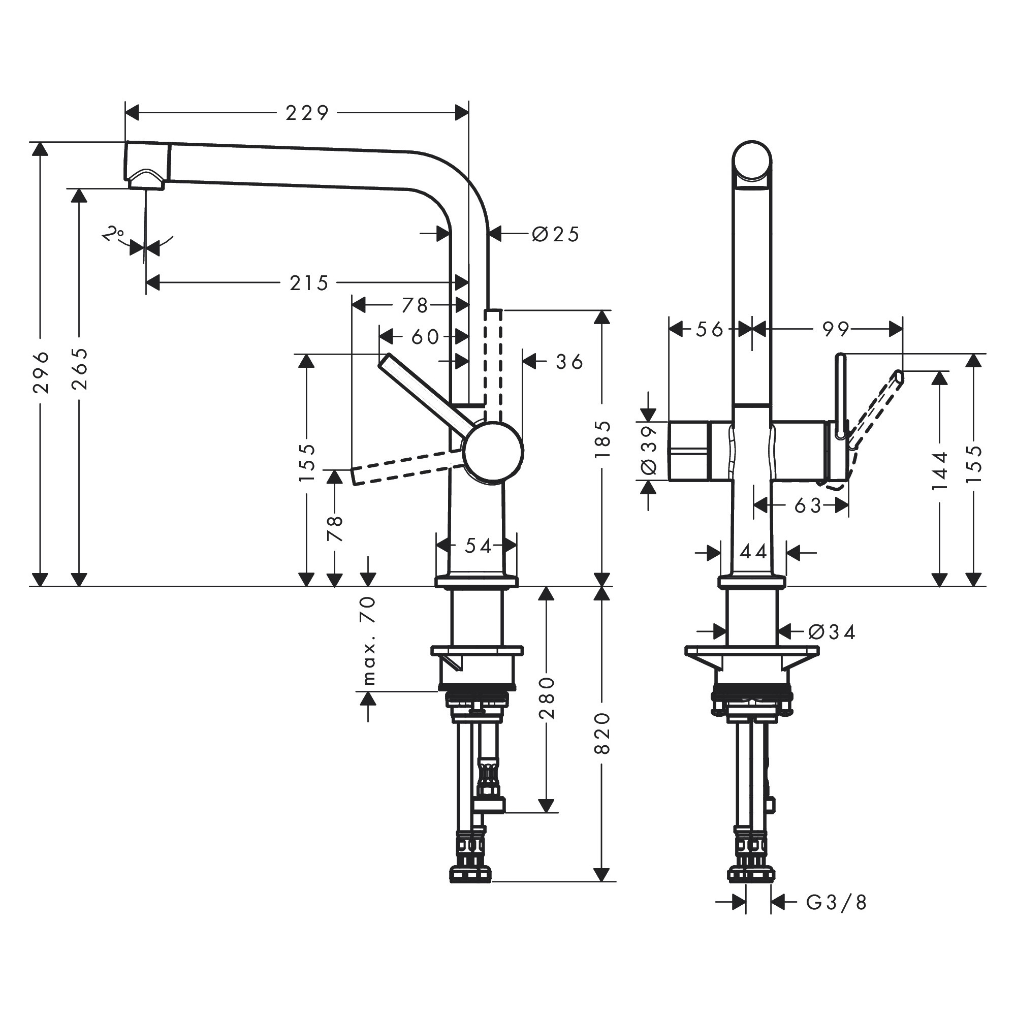 Köksblandare Hansgrohe Talis M54 med L-pip