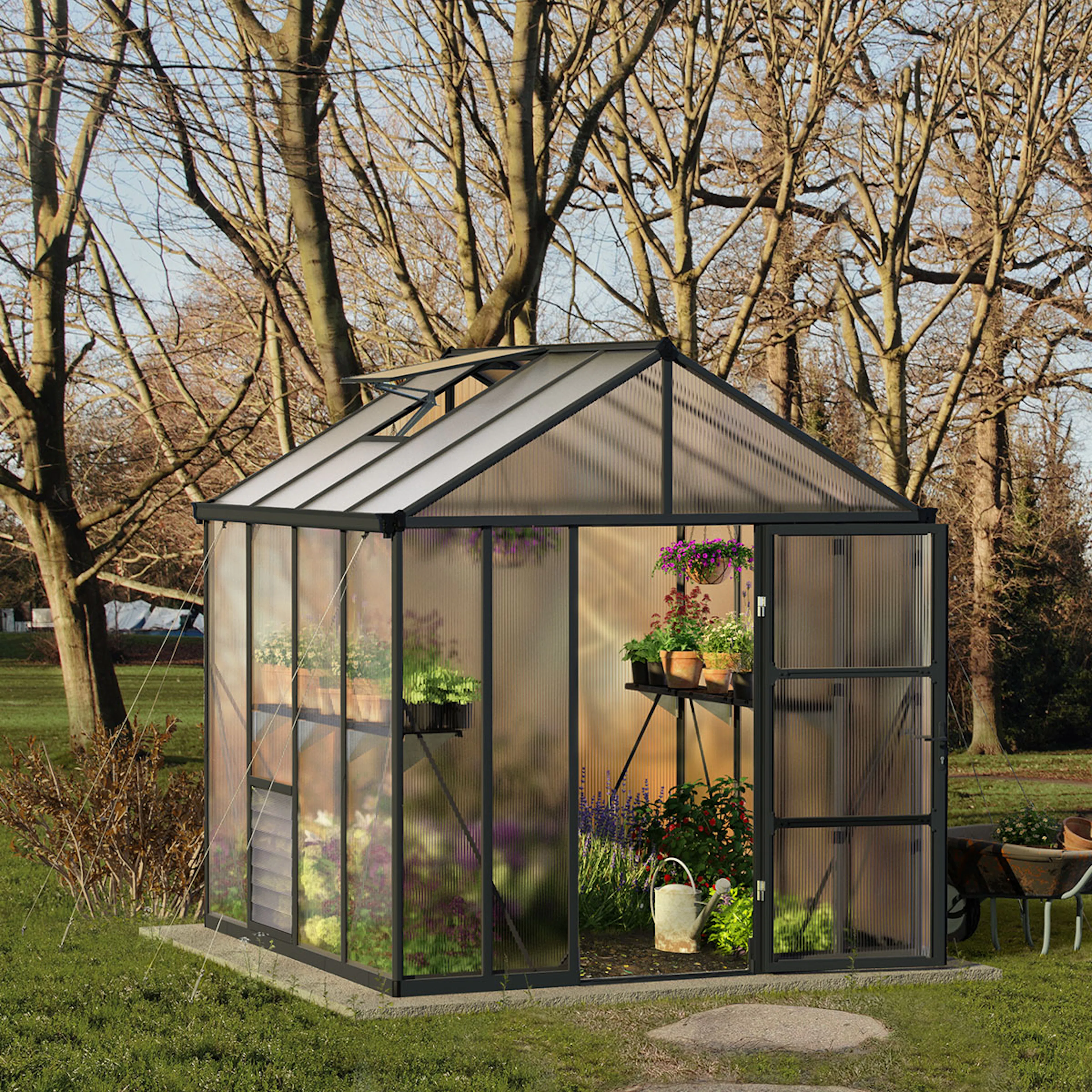 Växthus Canopia by Palram Glory Aluminiumram med UV-Skyddad Polykarbonat & Automatisk Ventilationsöppnare, 6,2 m²