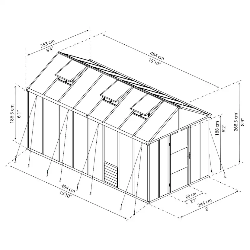Växthus Canopia by Palram Glory 12,2 m² Mörkgrå