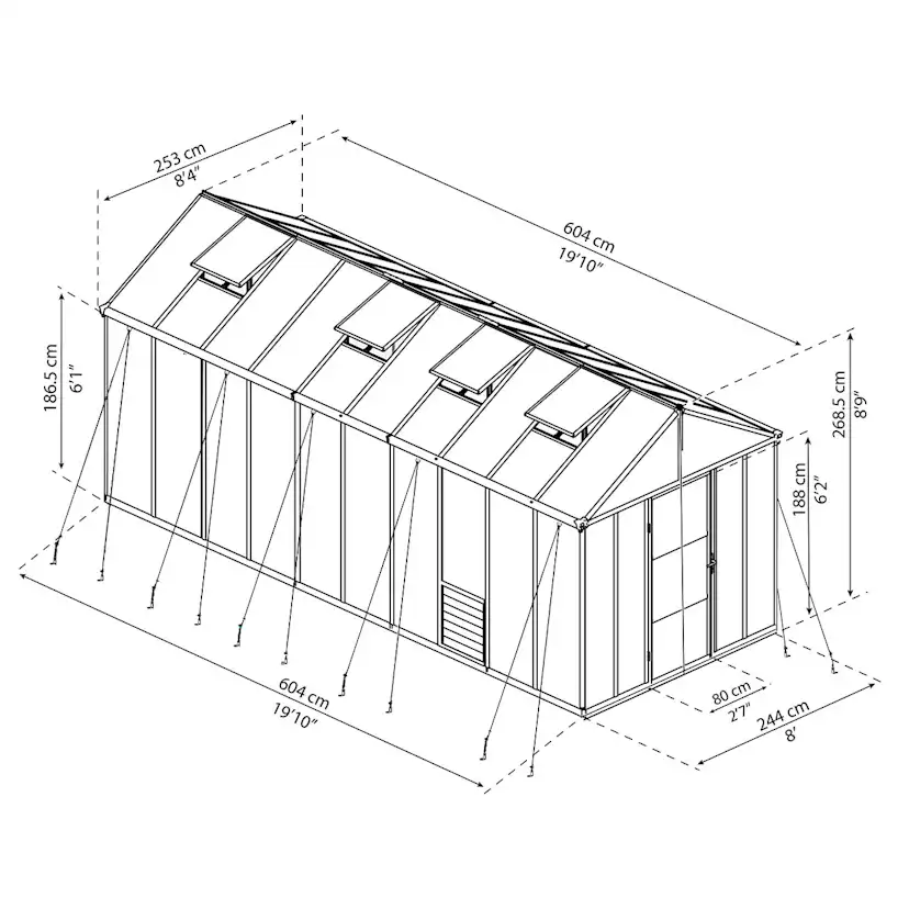 Växthus Canopia by Palram Glory 15,3 m² Mörkgrå