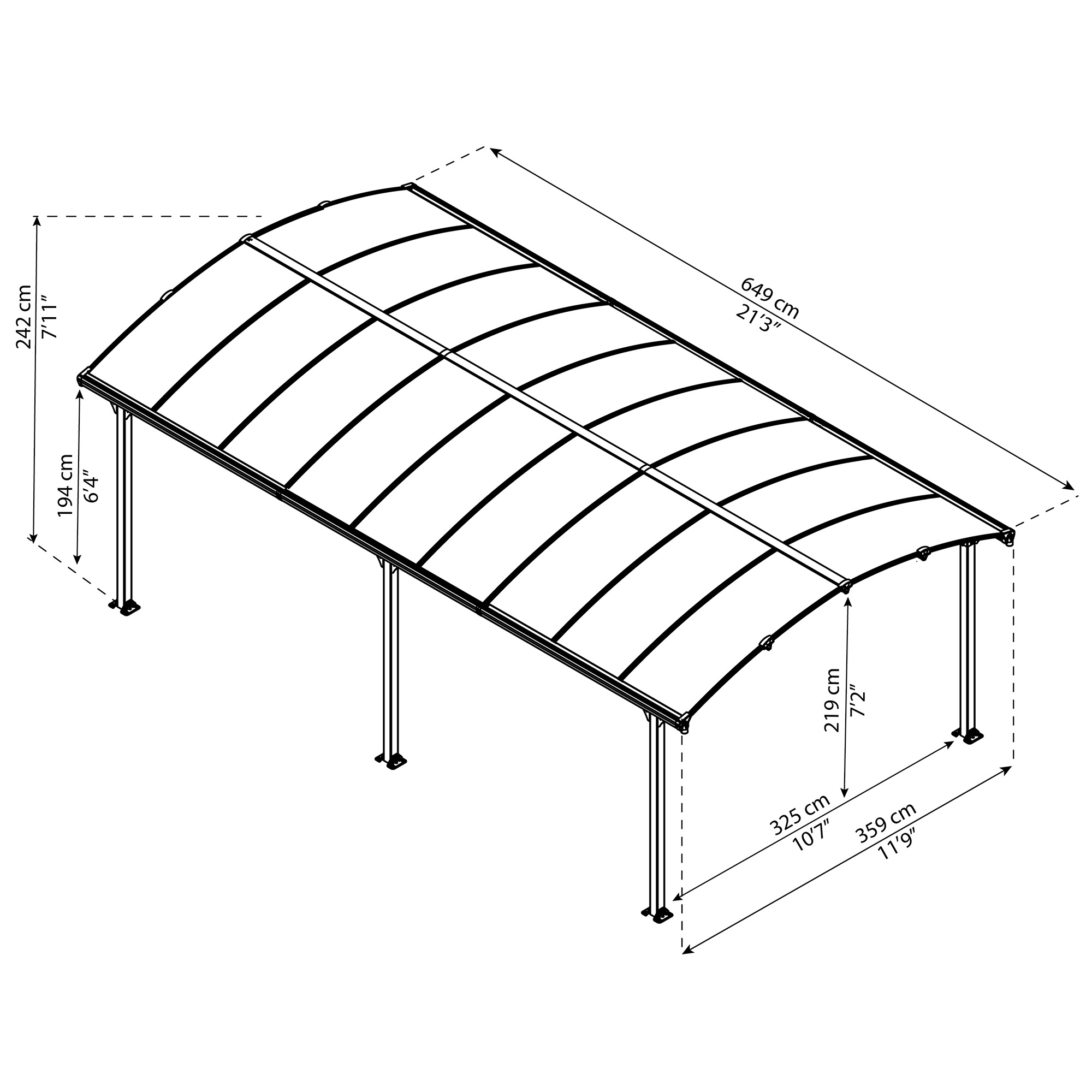 Carport Canopia by Palram Arcadia I Metall 3,6x6,5 m