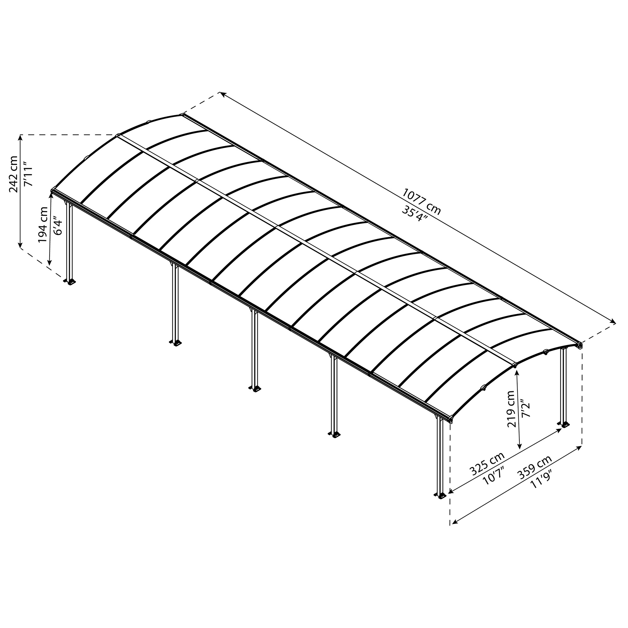 Dubbel Carport Canopia by Palram Arcadia I Metall 3,6x11 m