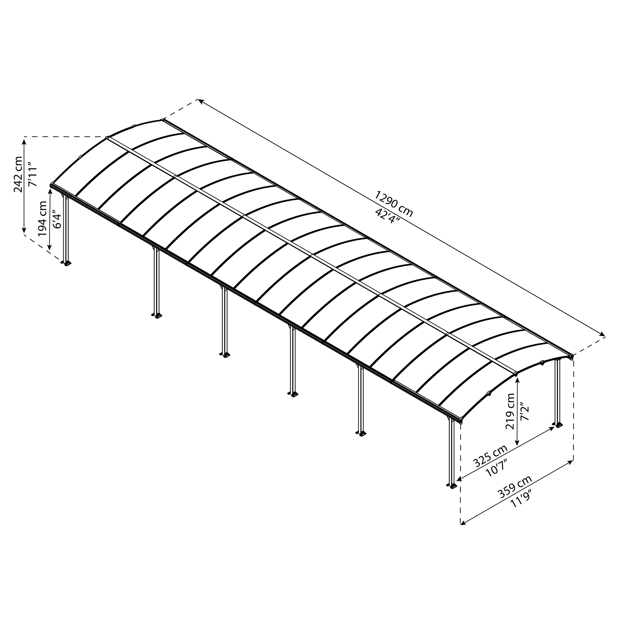 Dubbel Carport Canopia by Palram Arcadia I Metall 3,6x13 m