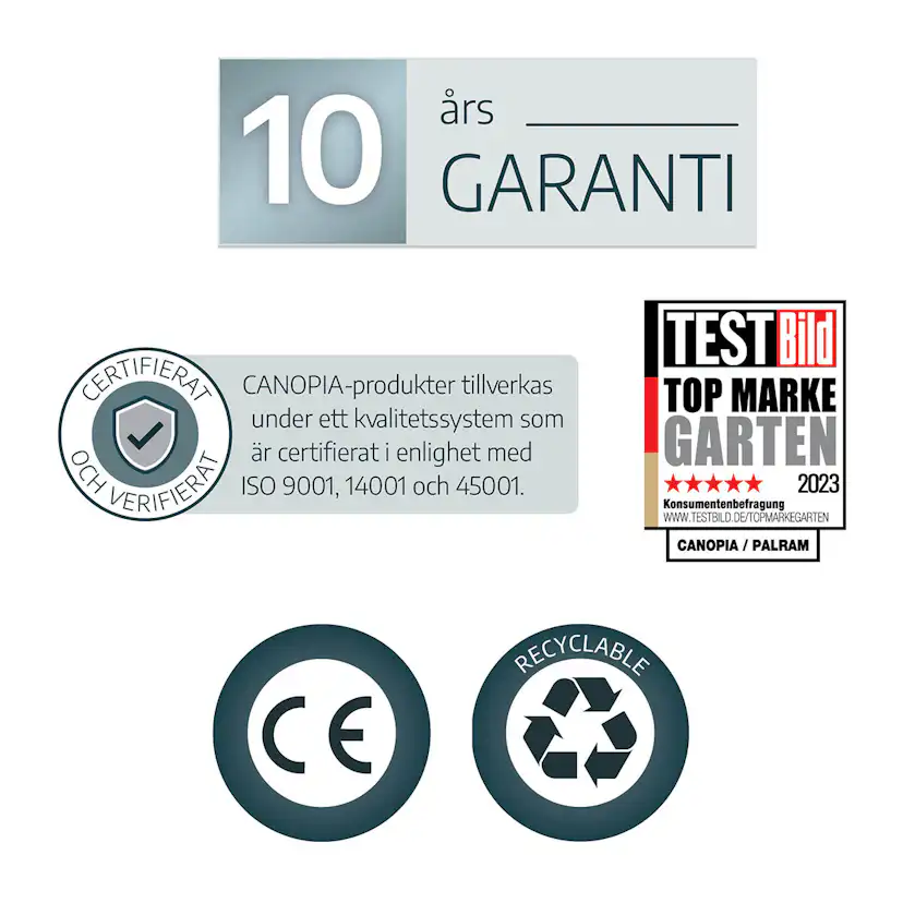 Växthus/Orangeri Canopia by Palram Ledro Aluminiumstomme med UV-Skyddat Glas, Låsbara Dörrar, Grå, 12,7 m²