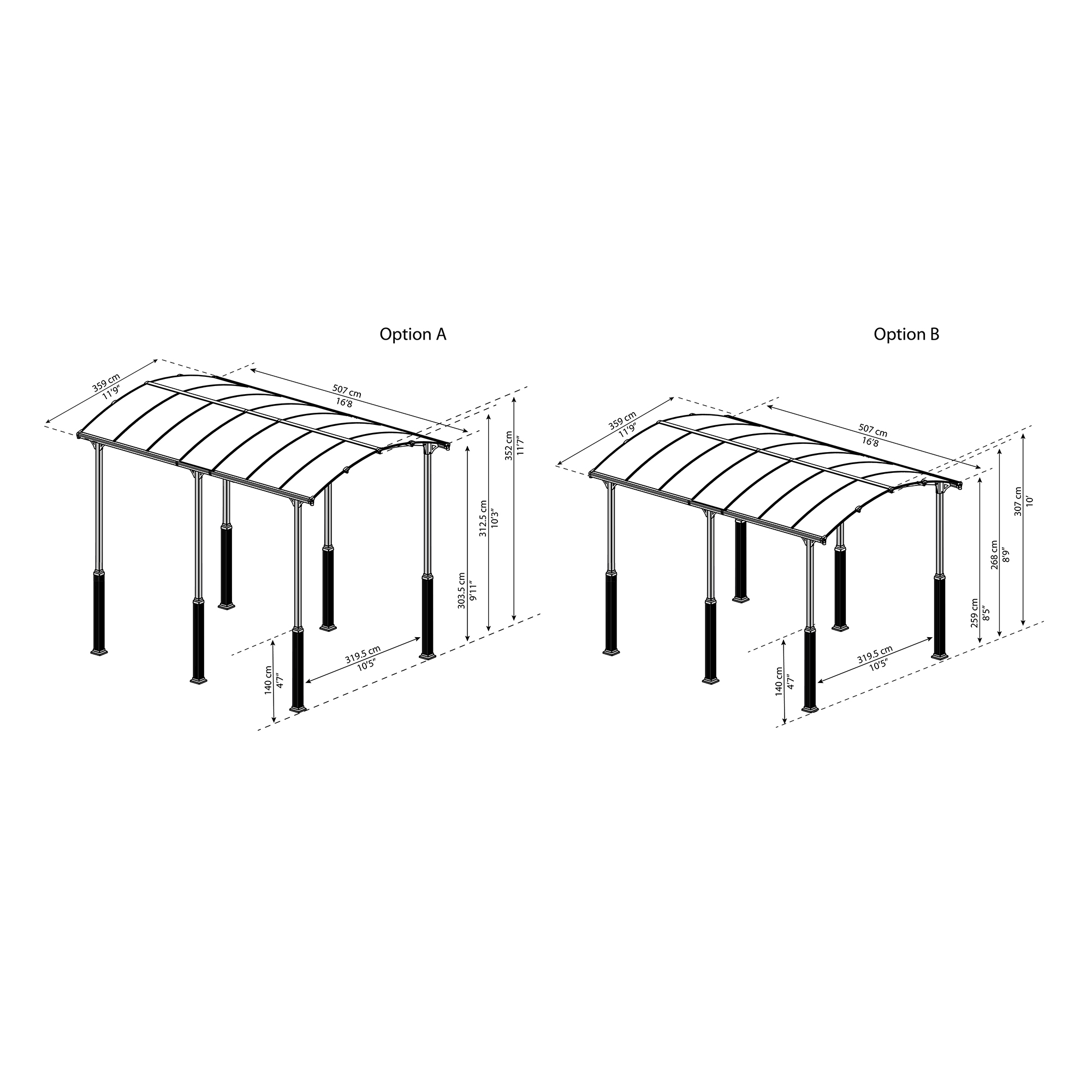 Carport Canopia by Palram Alpine I Metall För Husbil 3,6x5 m