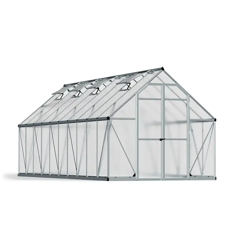 Växthus Canopia by Palram Essence Aluminiumram med UV-Skyddad Polykarbonat & Ventilationsfönster, 14,7 m²