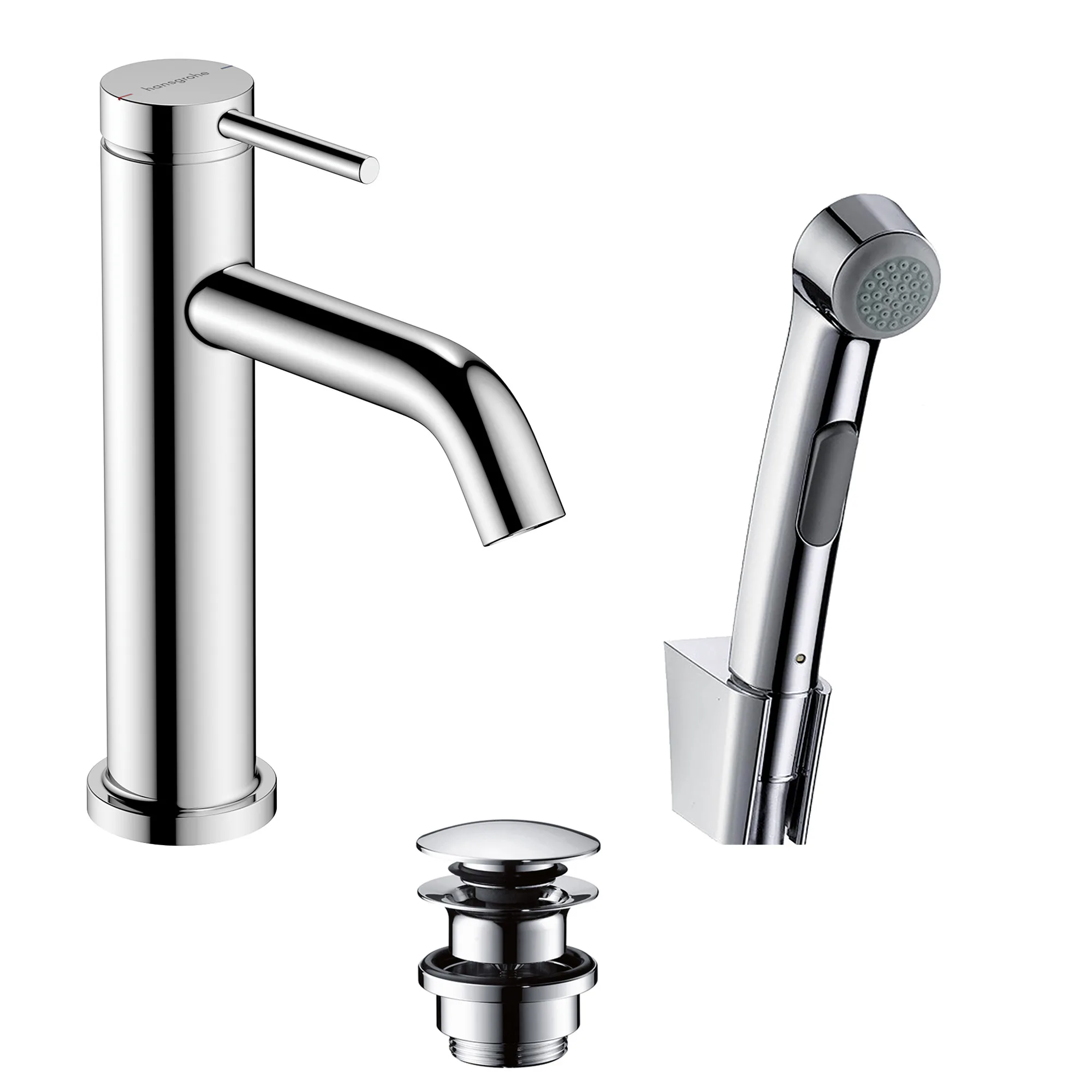 Tvättställsblandare Hansgrohe Tecturis S 110 med Bidettehanddusch och Duschslang