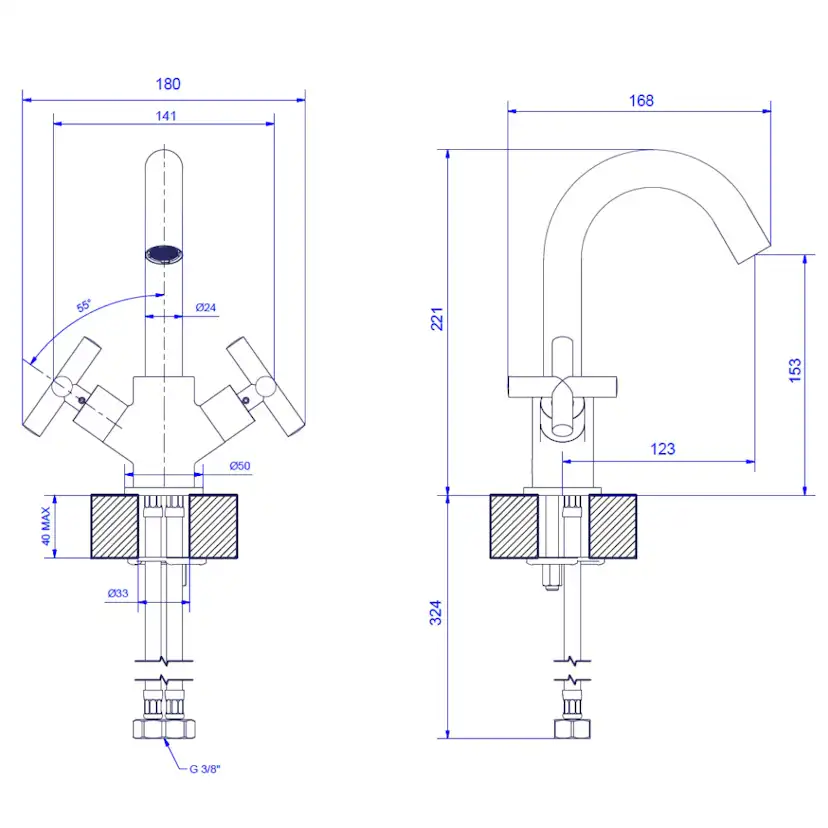 Tvättställsblandare Duschbyggarna Rodos