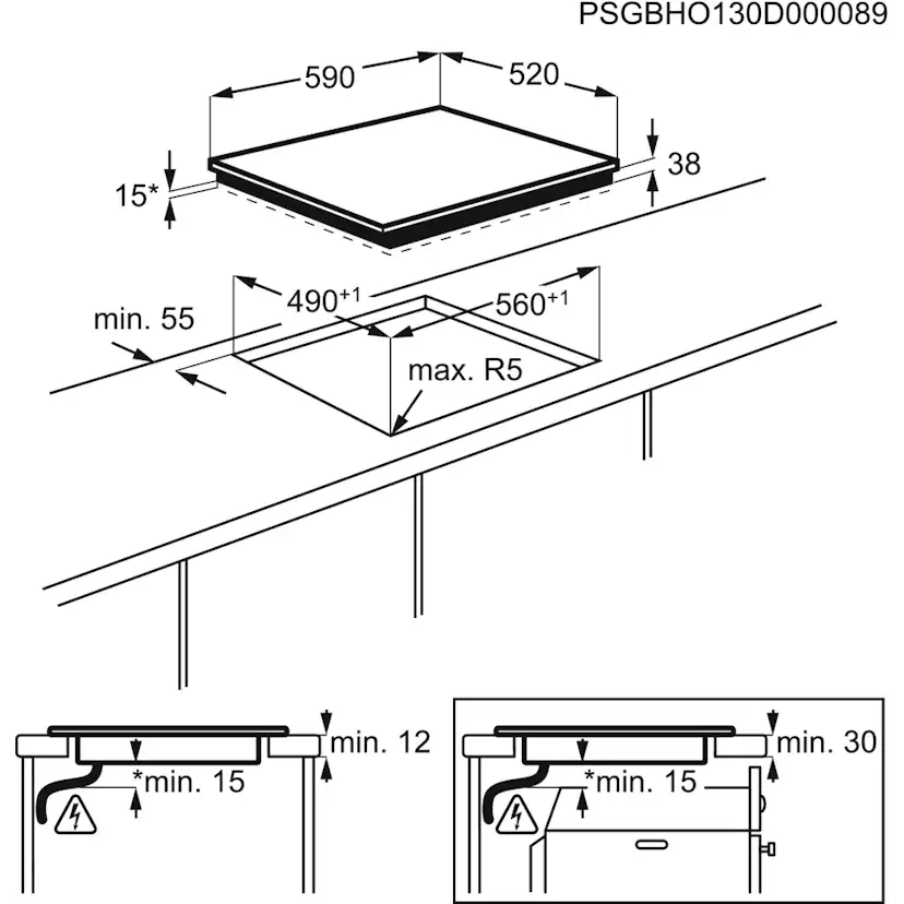 Glaskeramikhäll Electrolux HOC650F 300 60 cm