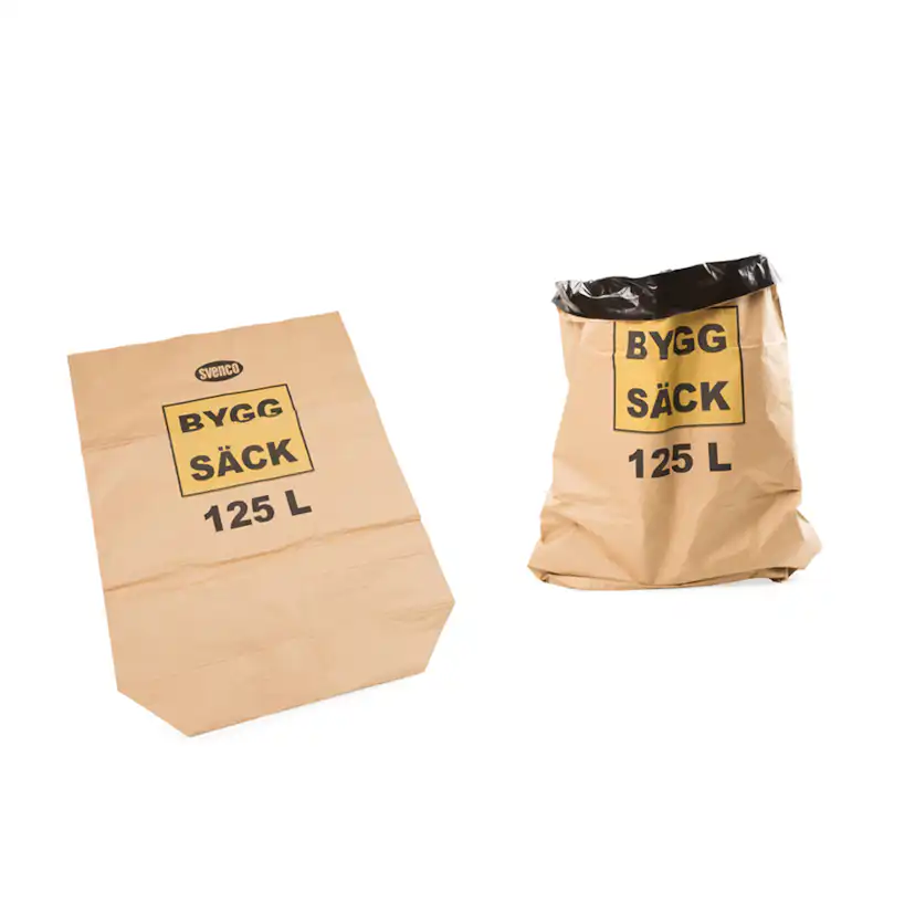 Papperssäck Tecca 125 l Byggsäck 1-Blad Innersäck av Svart PE