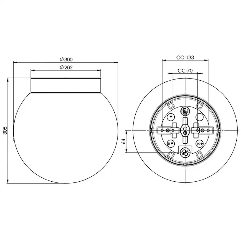 Vägg-/Taklampa Ifö Electric Classic Glob 300 Opal IP44 12W