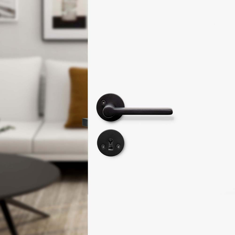 Dörrhandtag Beslag Design Moza Mattsvart med Nyckelskylt