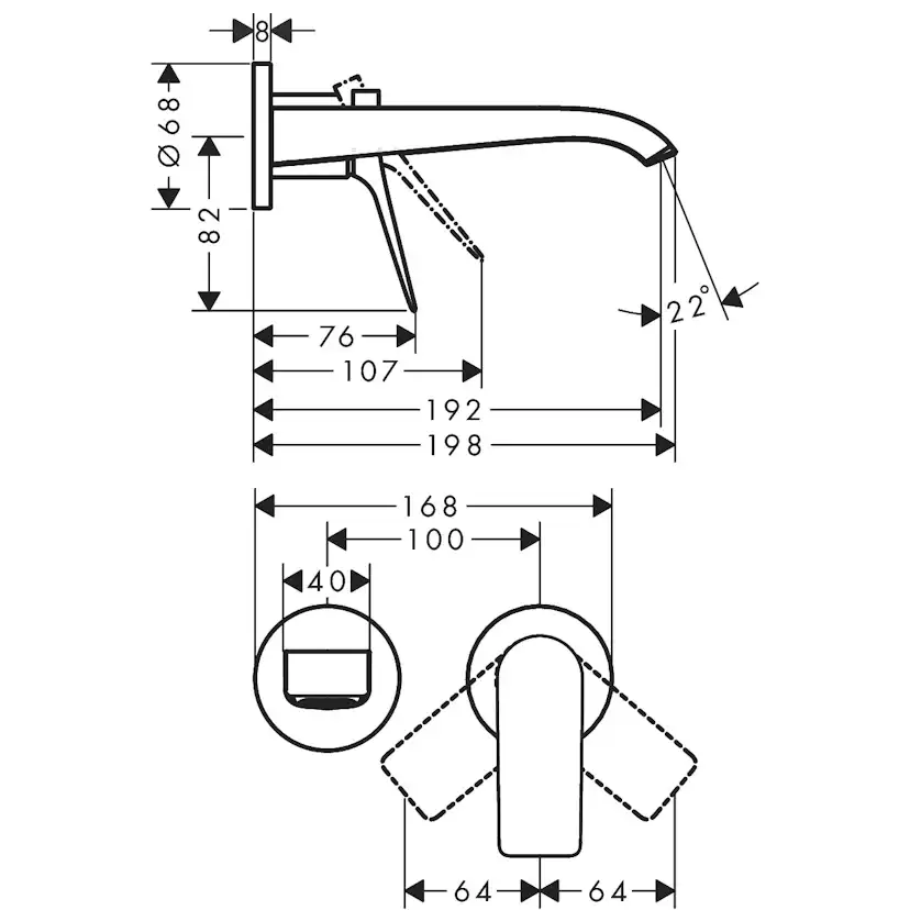 Tvättställsblandare Hansgrohe Vivenis Waterfall för Inbyggnad