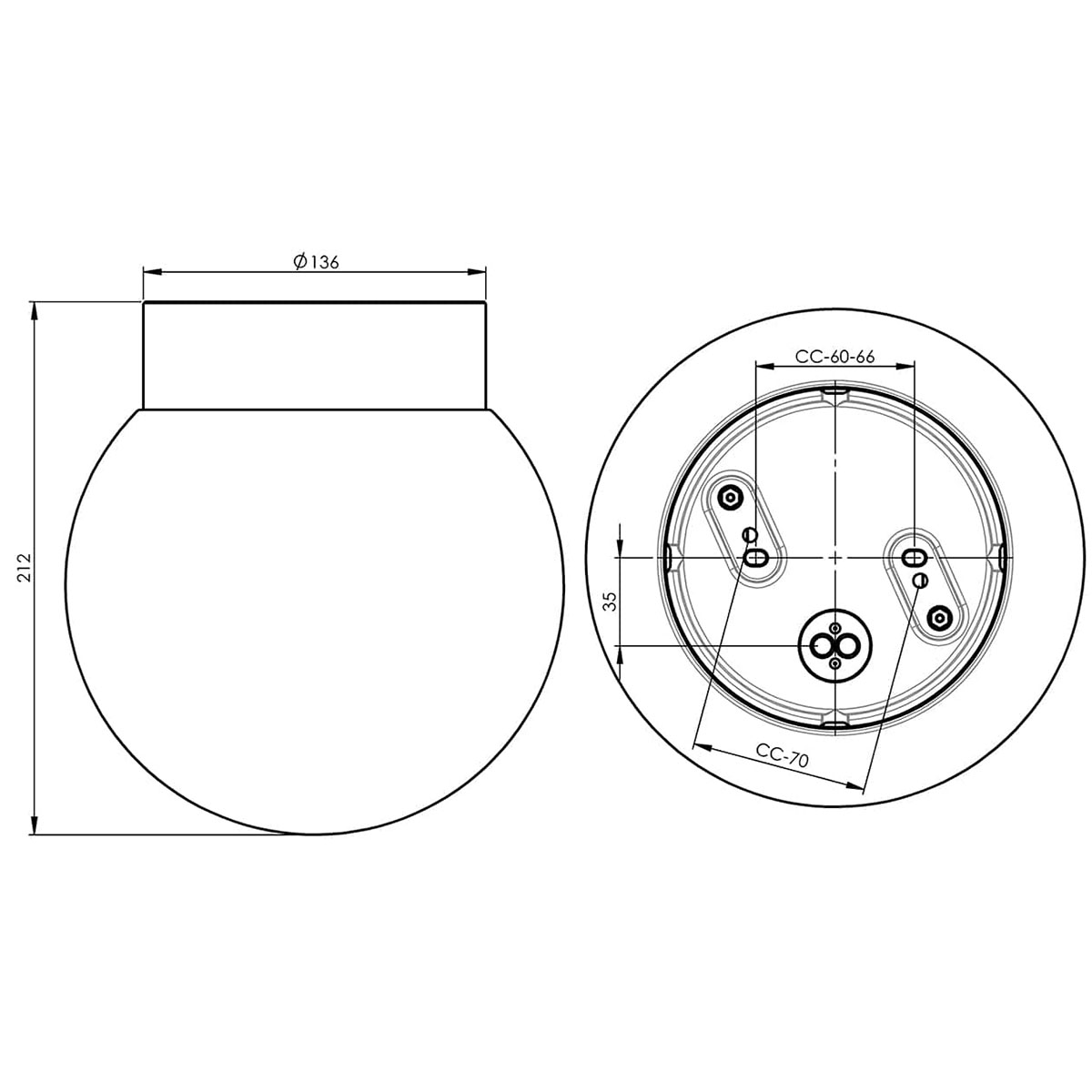 Vägg-/Taklampa Ifö Electric Classic Glob 200 Klar Rak IP44 E27