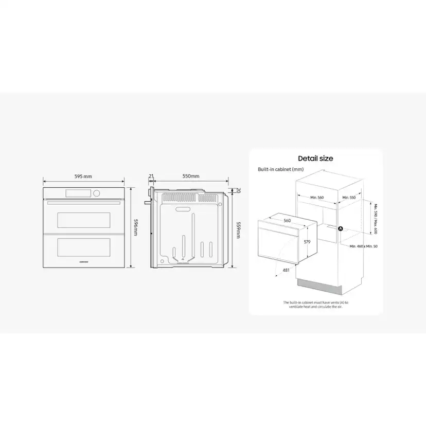 Inbyggnadsugn Samsung NV7000B Serie 5 Svart med Varmluft och Pyrolytisk Rengöring