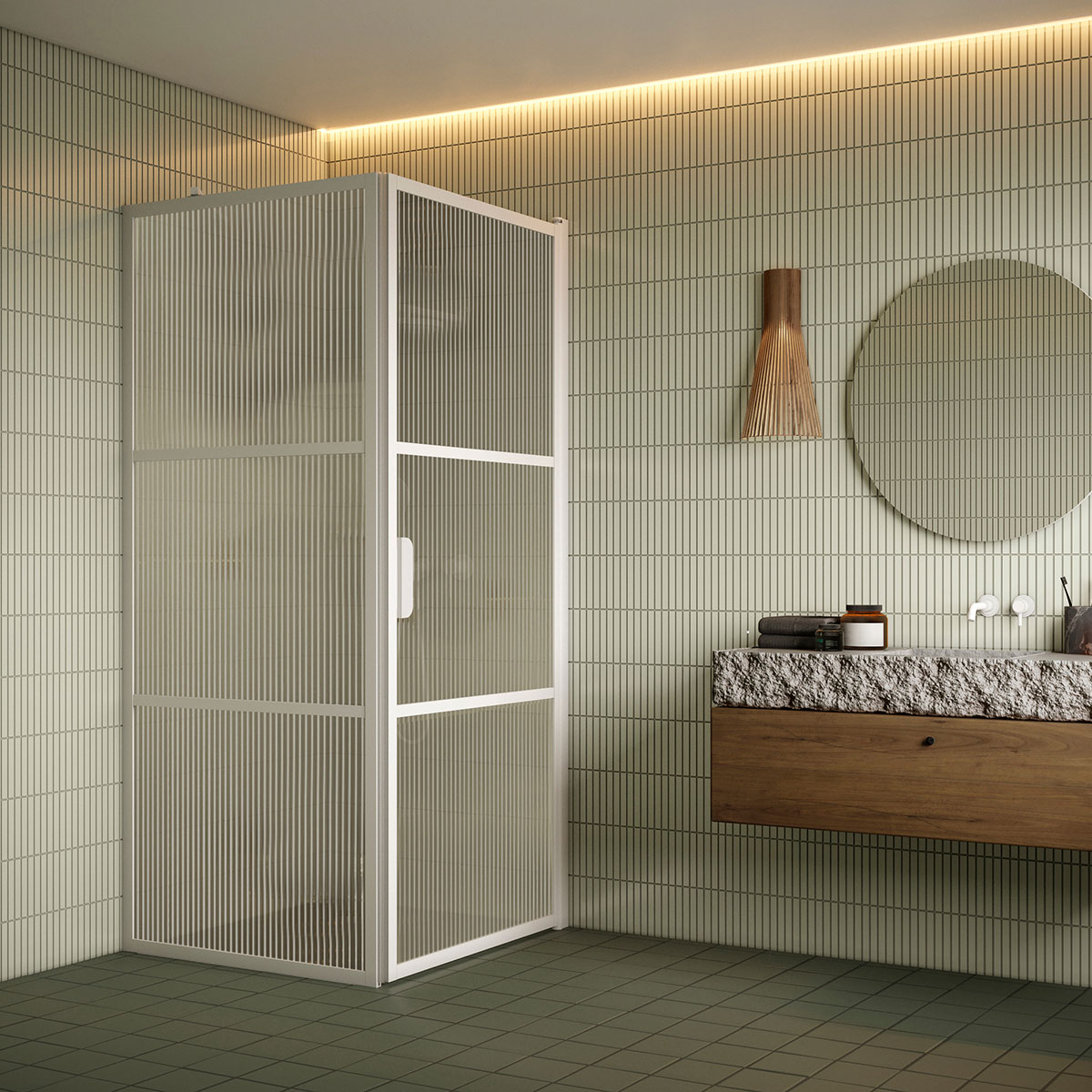 Duschhörn Hietakari Bläk 760 Tokyo Fast Vägg och Vändbar Dörr