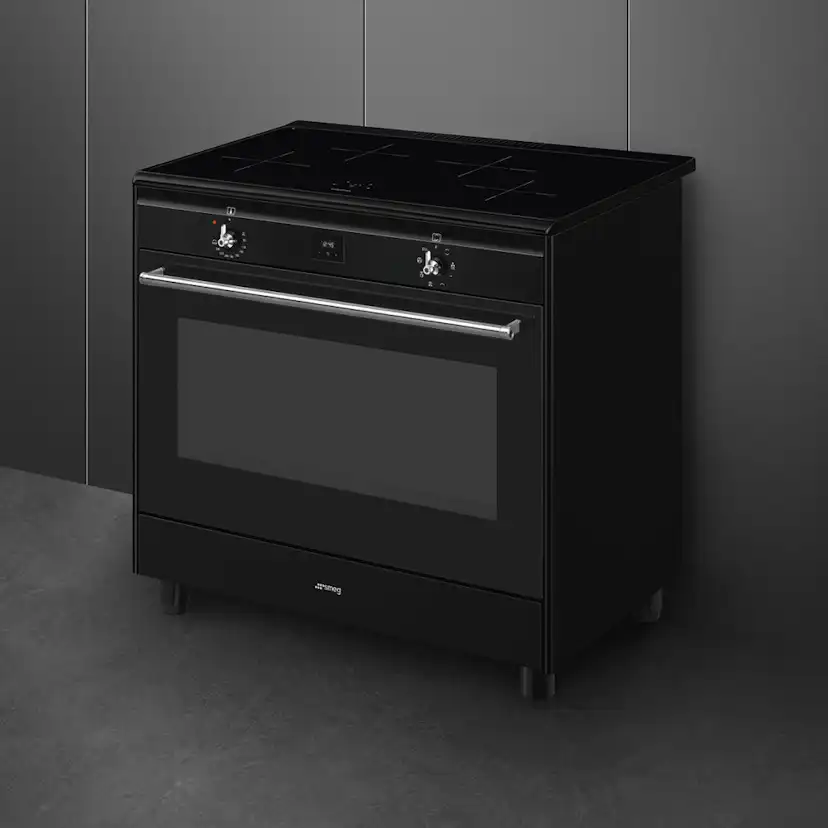 Induktionsspis Smeg CX91IMBL Svart 90cm med Varmluft och Timerfunktion