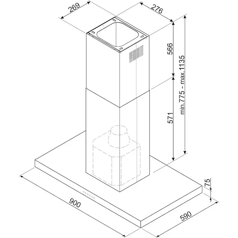 Frihängande Köksfläkt Smeg KLTI9L4MB