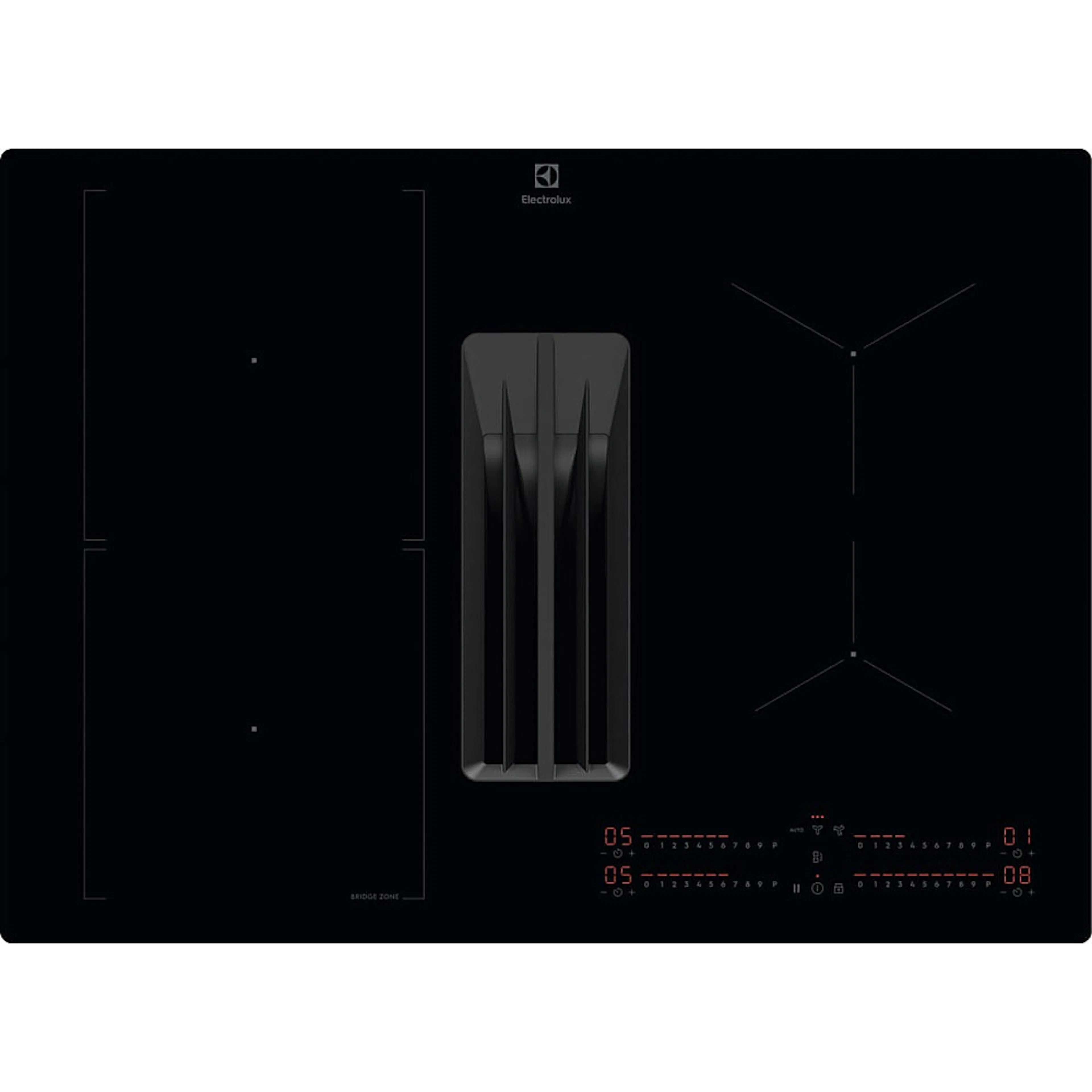 Induktionshäll Electrolux HHHB760S med Inbyggd Fläkt Svart