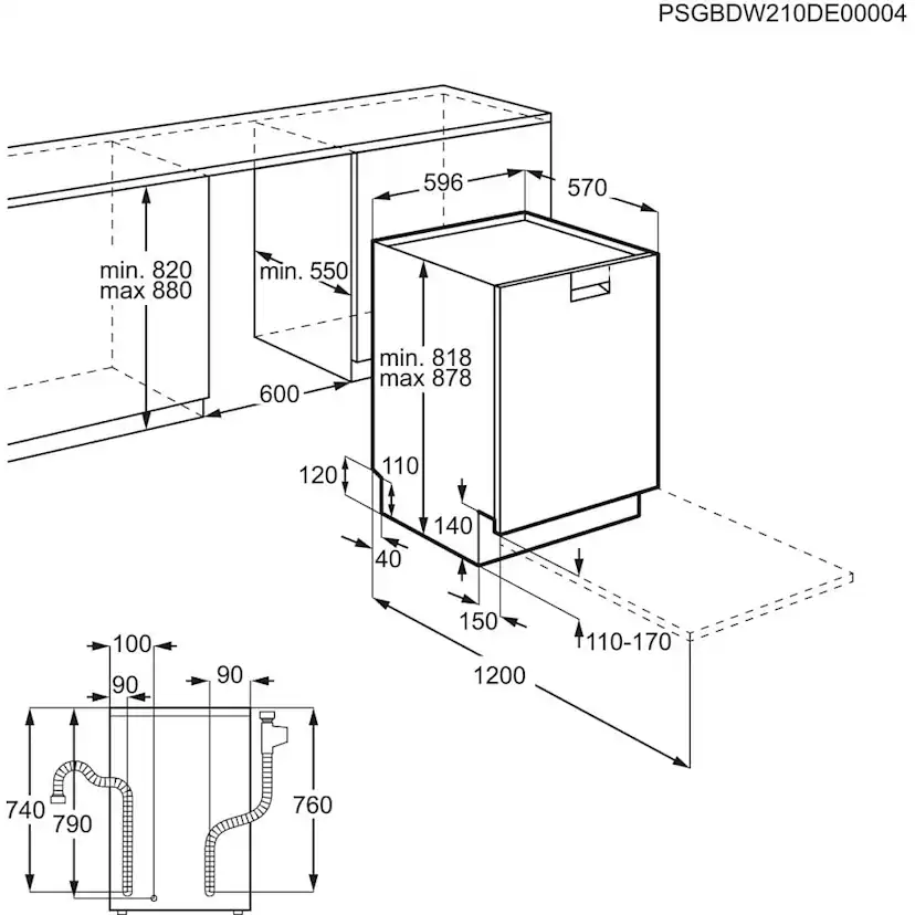 Integrerad Diskmaskin AEG FBB84707PM Rostfri 60 cm med SprayZone och SatelliteClean